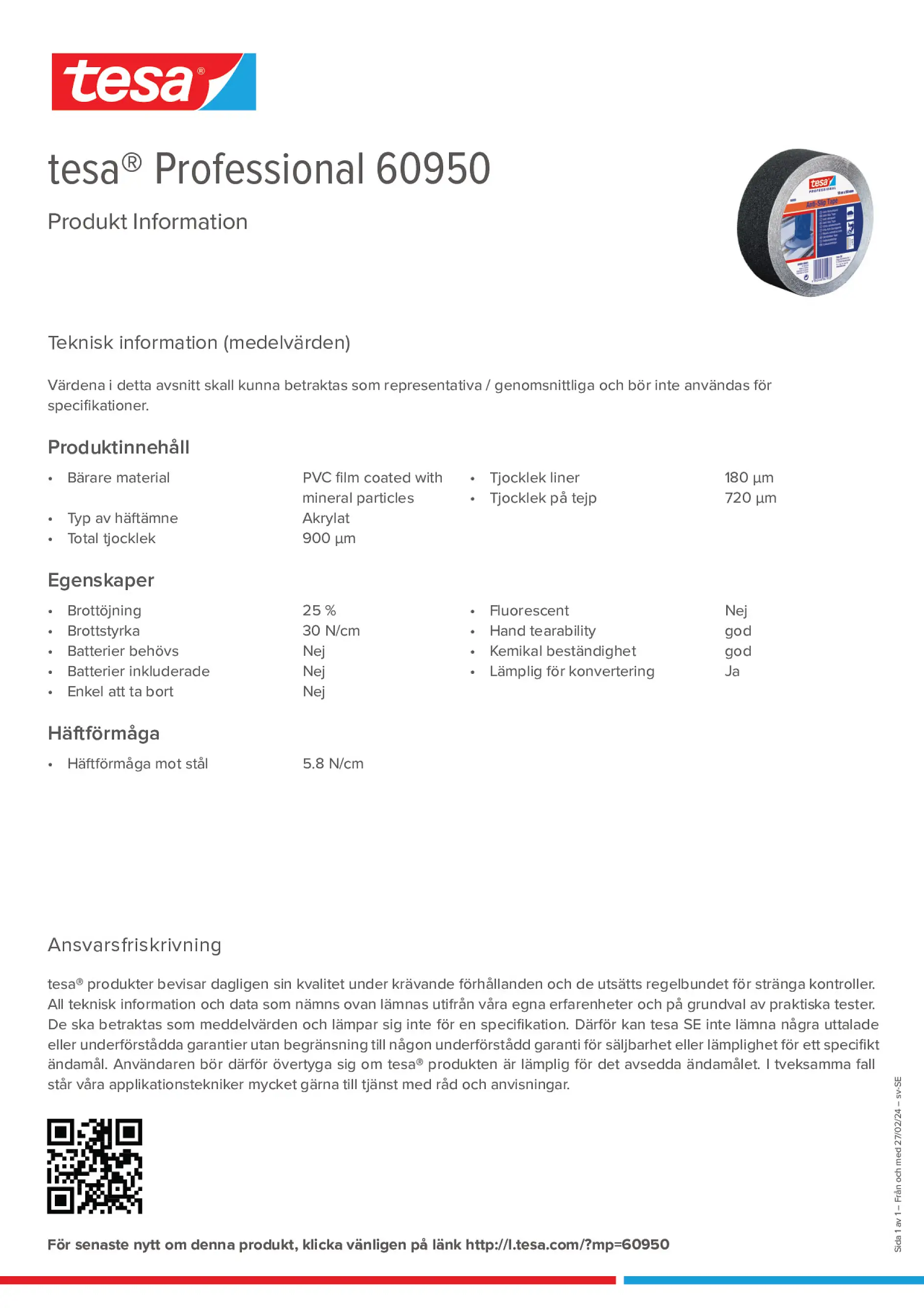 Product information_tesa® Professional 60950_sv-SE