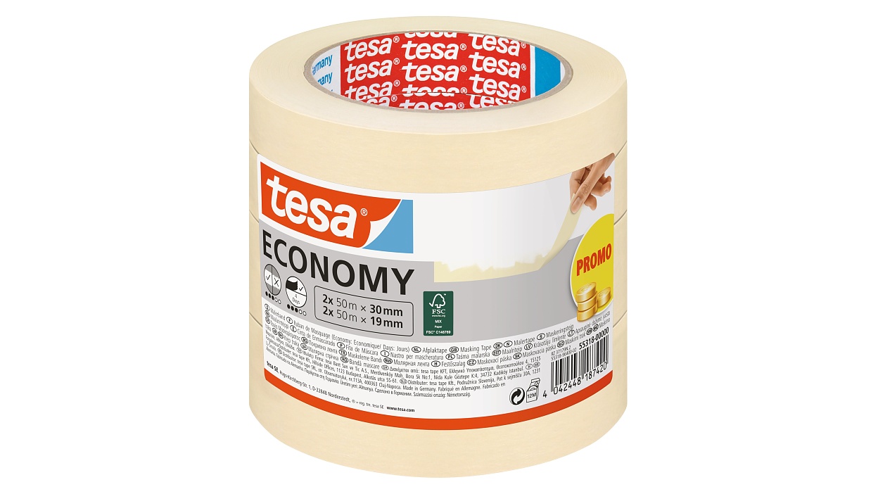 [en-en] tesa Masking Economy, 2x 50m x 30mm + 2 x 50m x 19mm, PROMO&nbsp;