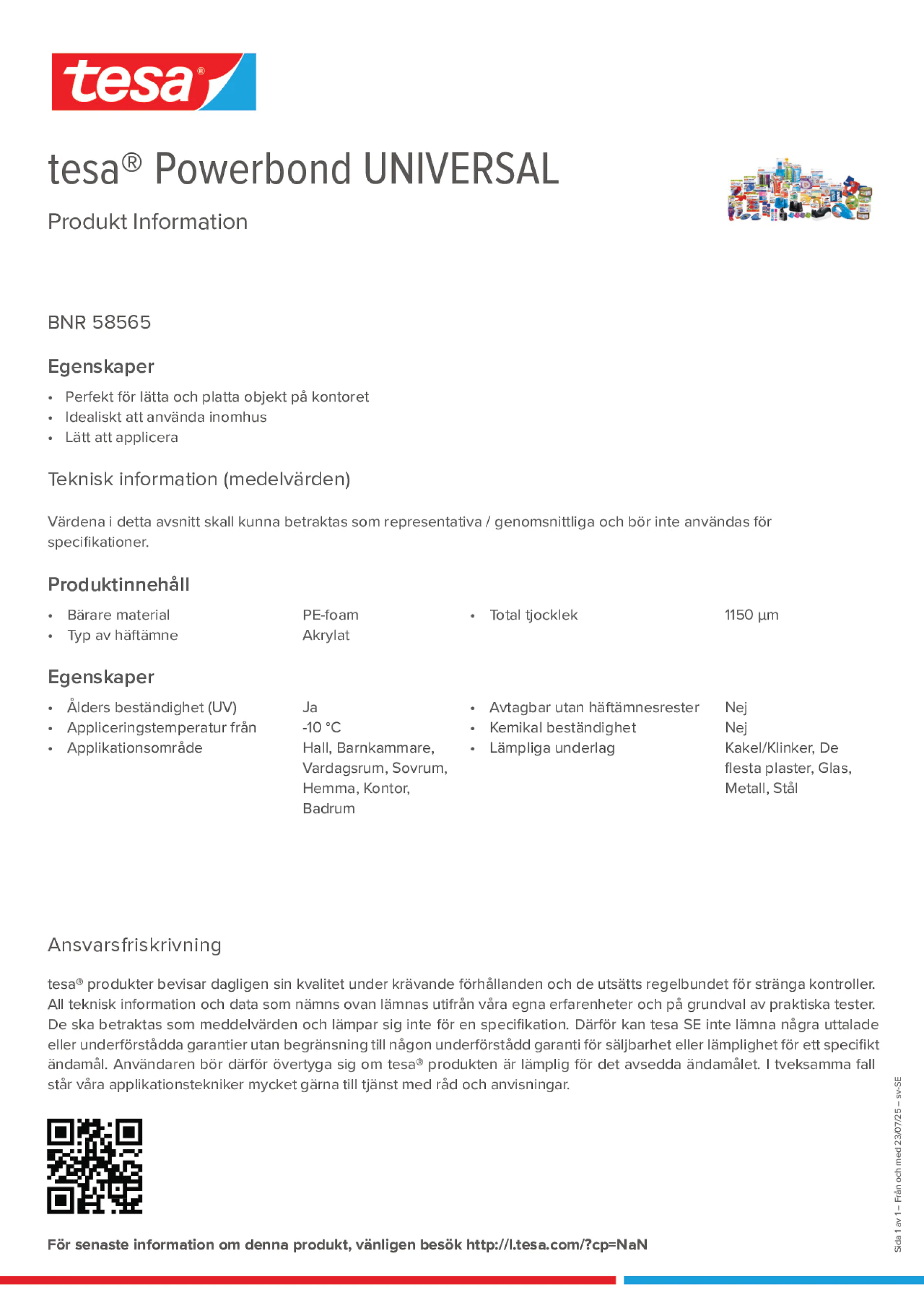 Product information_tesa® Powerbond 58565_sv-SE