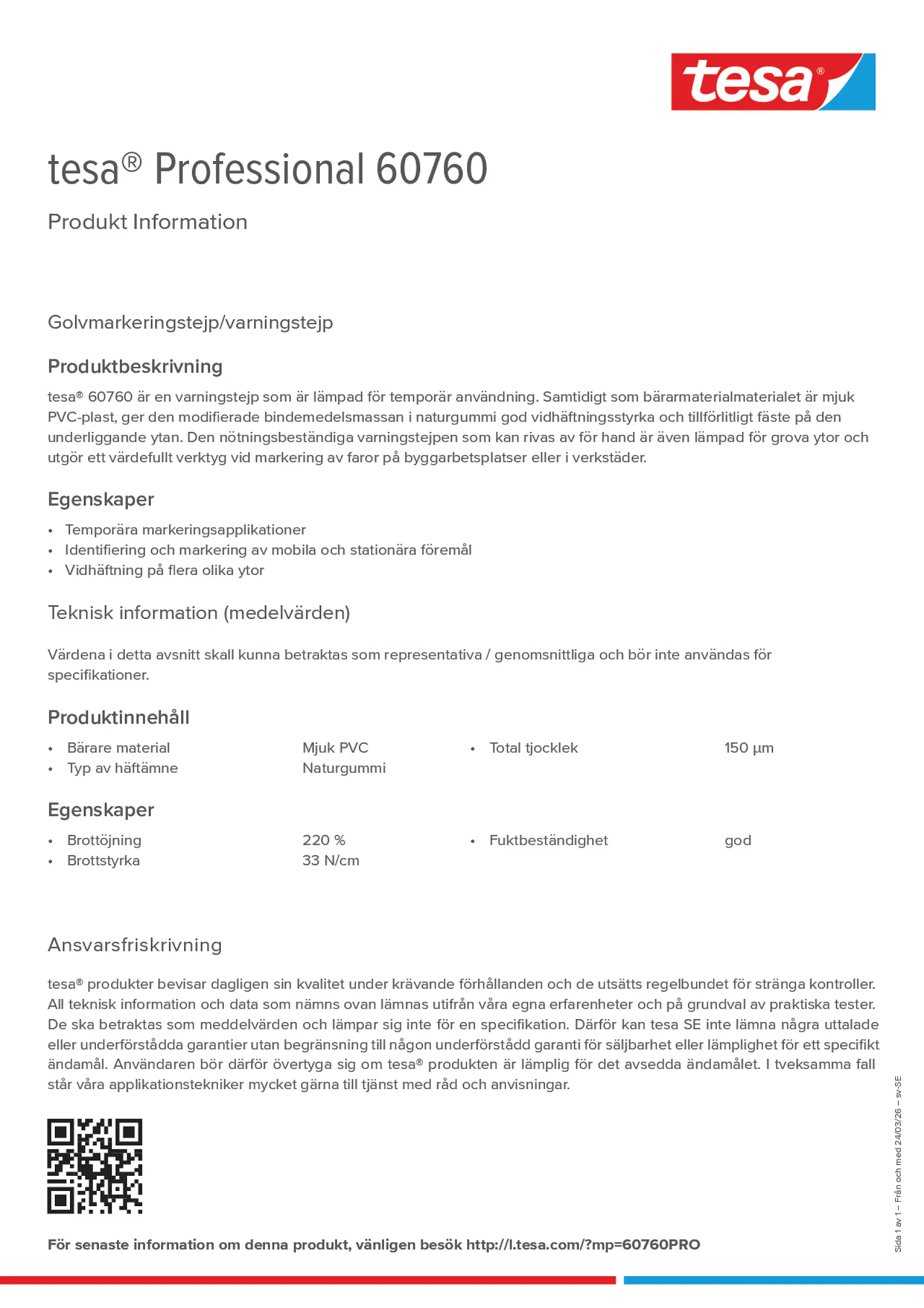 Product information_tesa® Professional 60760_sv-SE