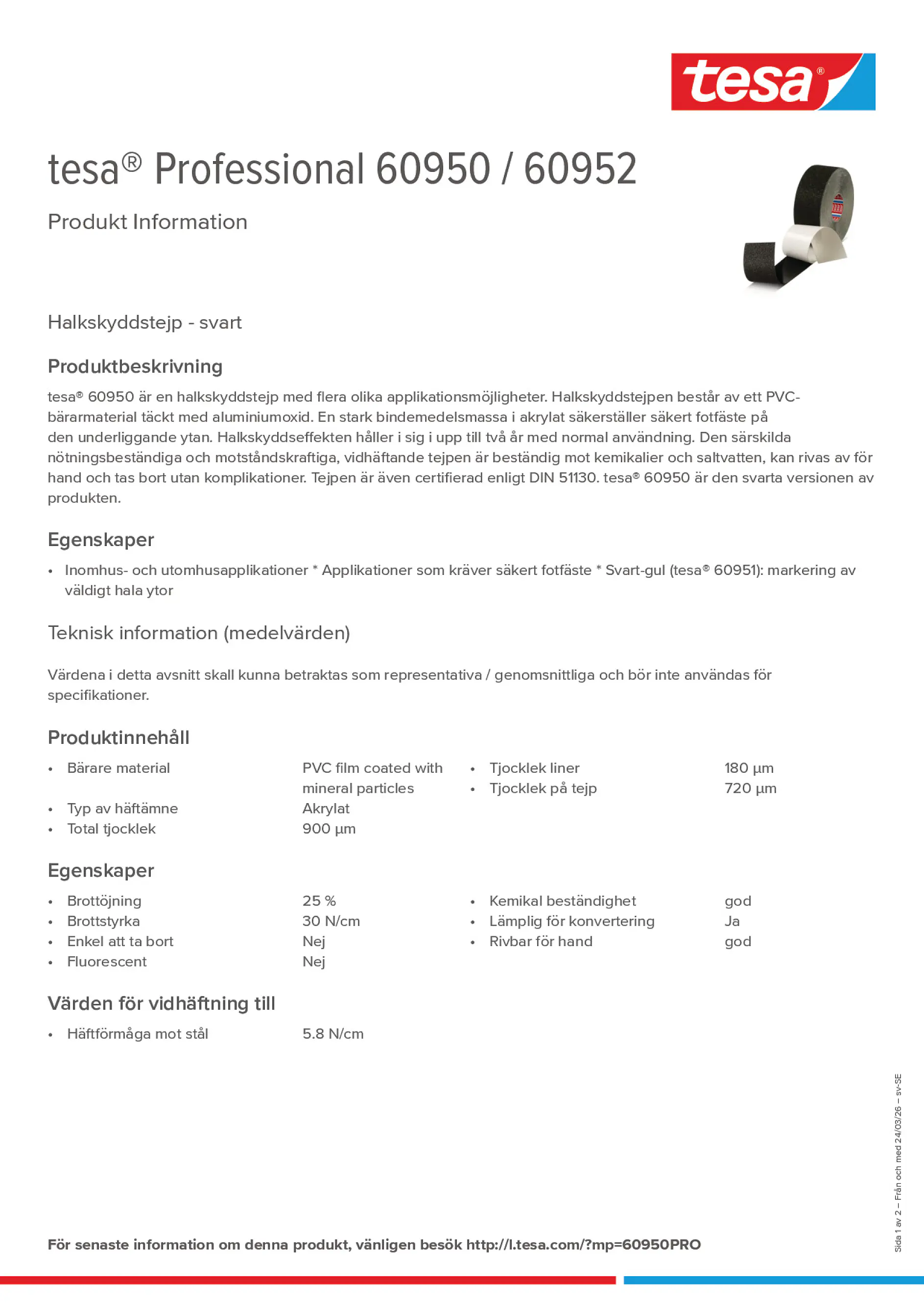 Product information_tesa® Professional 60950 / 60952_sv-SE