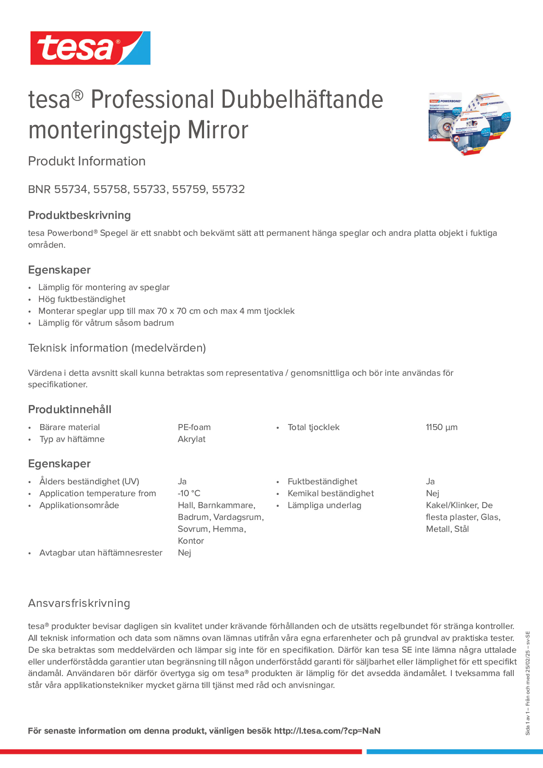 Product information_tesa® Professional 55733_sv-SE