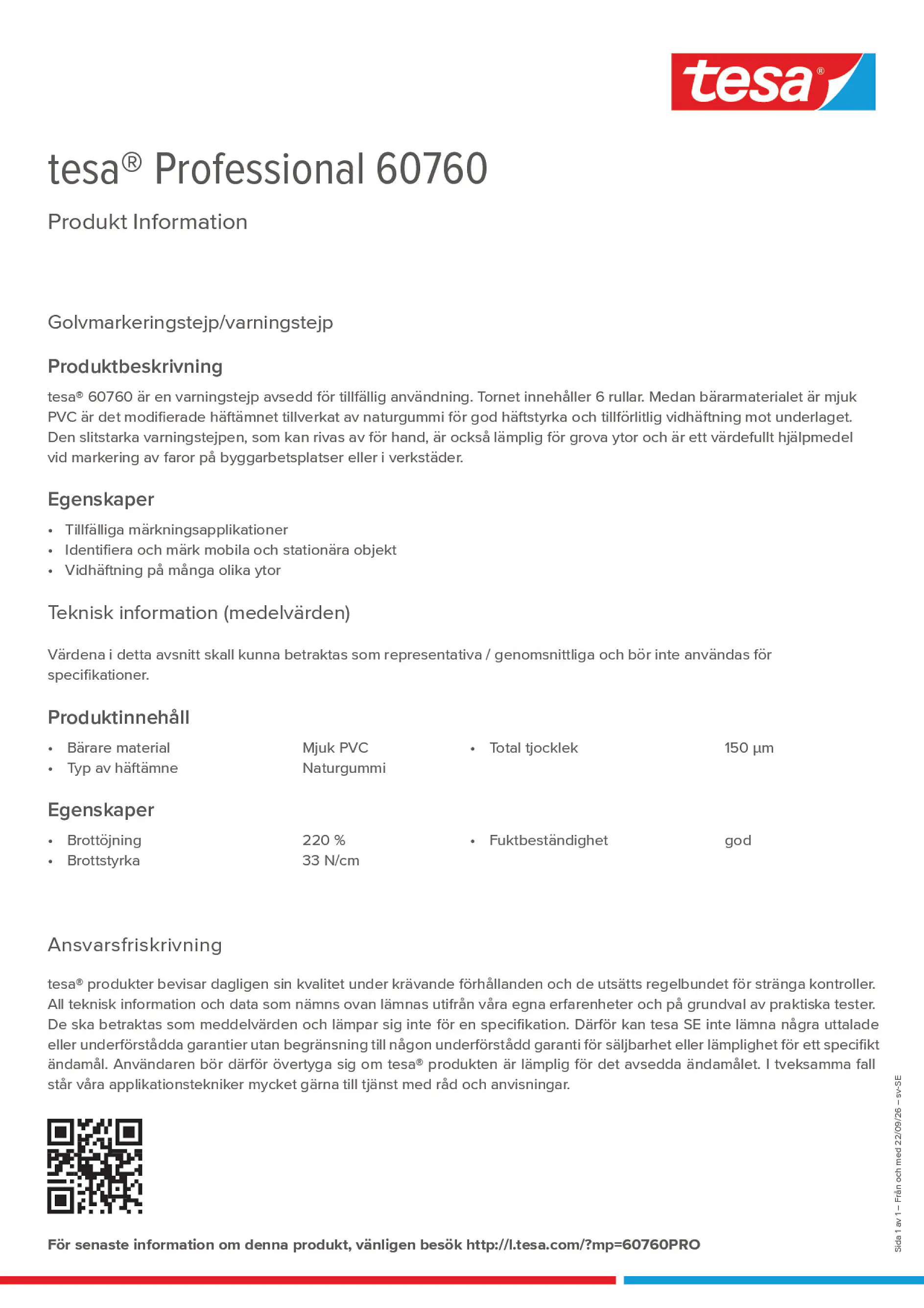 Product information_tesa® Professional 60760_sv-SE