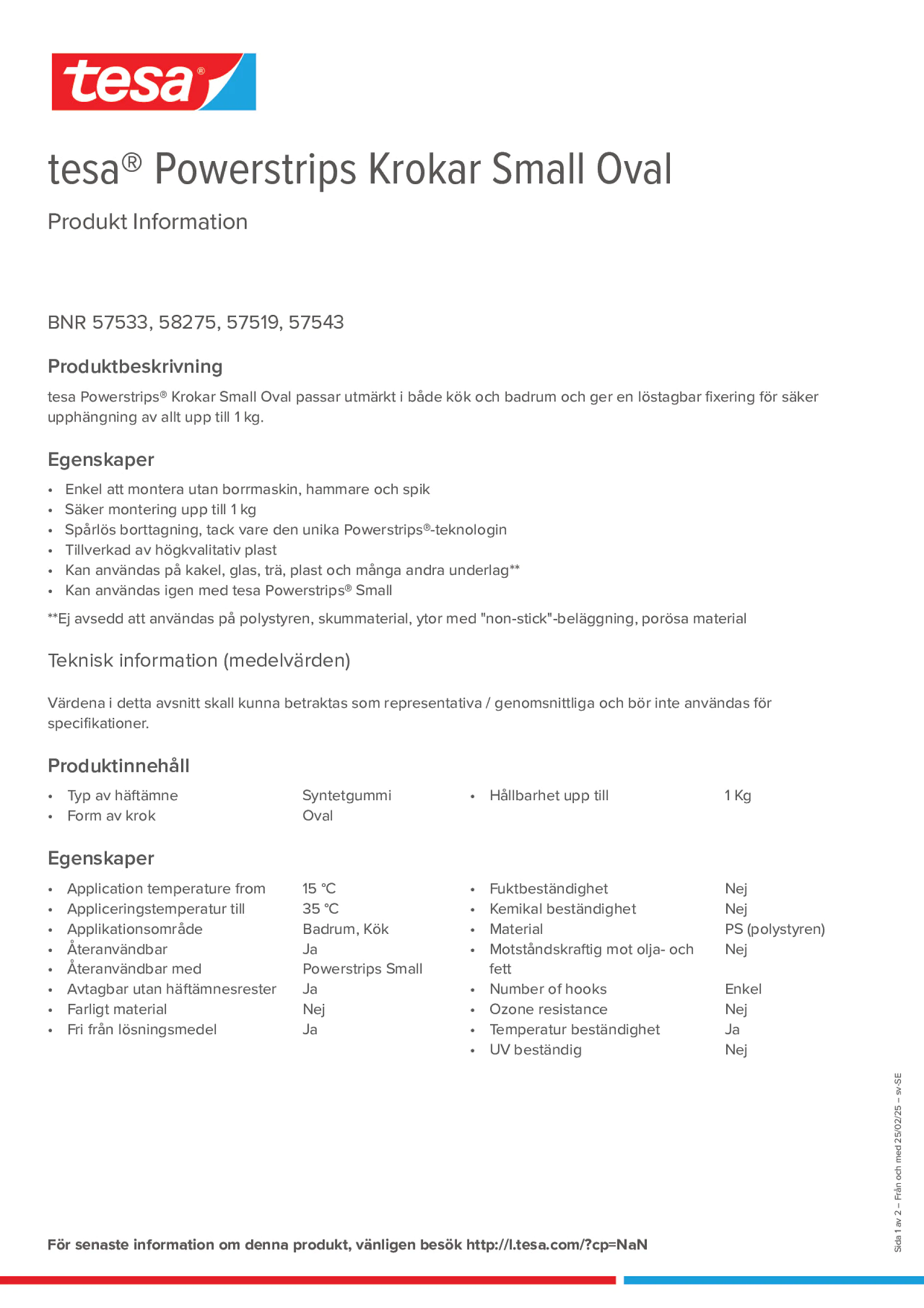 Product information_tesa® Powerstrips 57519_sv-SE