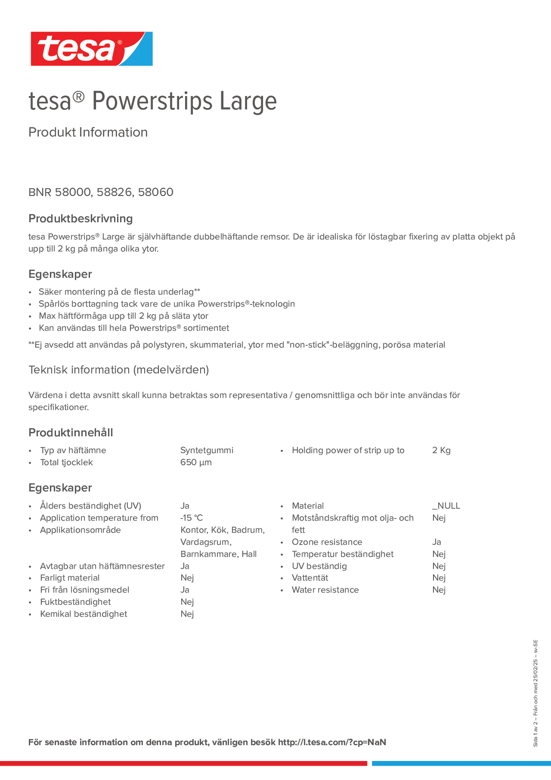 Product information_tesa® Powerstrips 58060_sv-SE