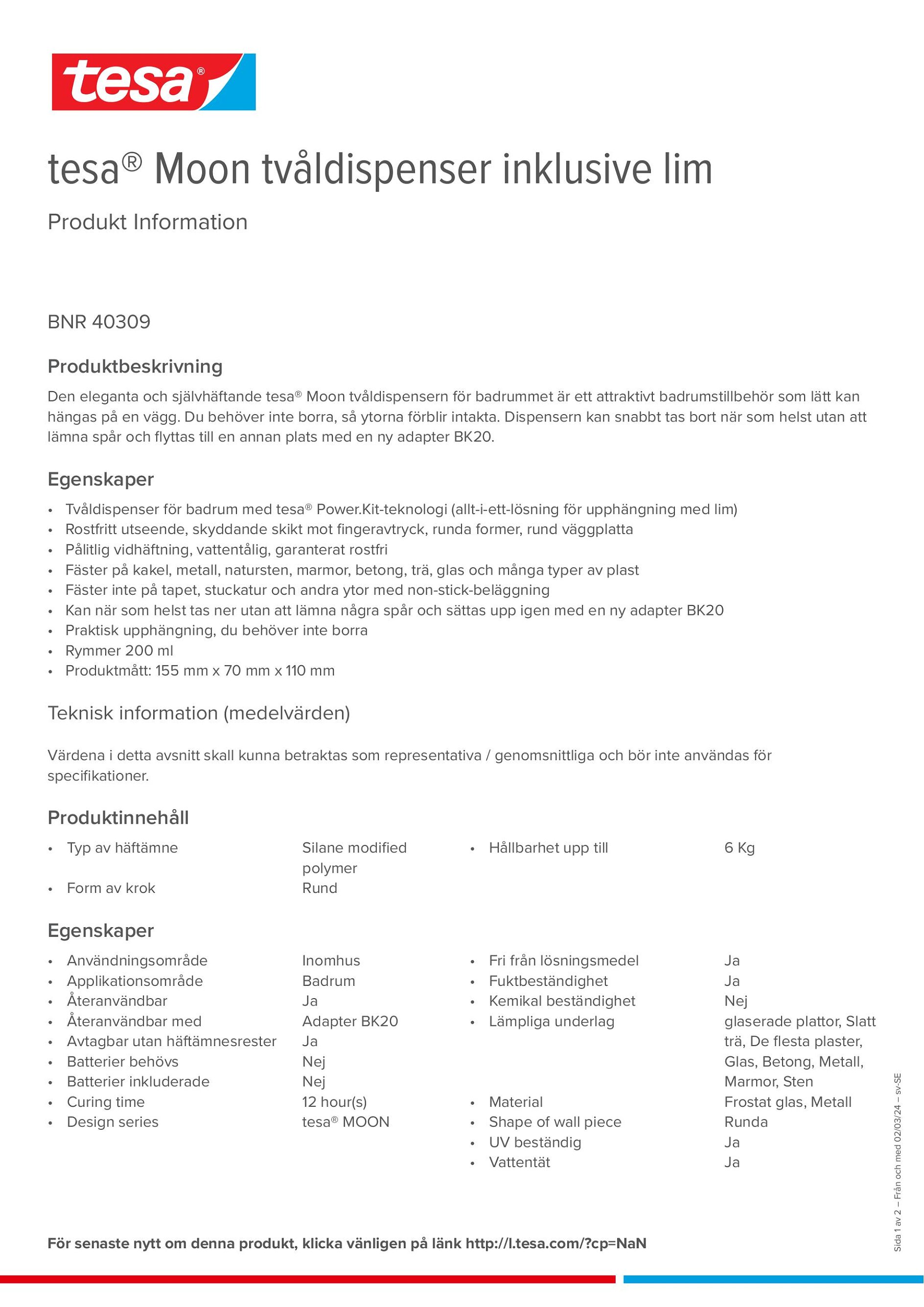 Product information_tesa® 40309_sv-SE