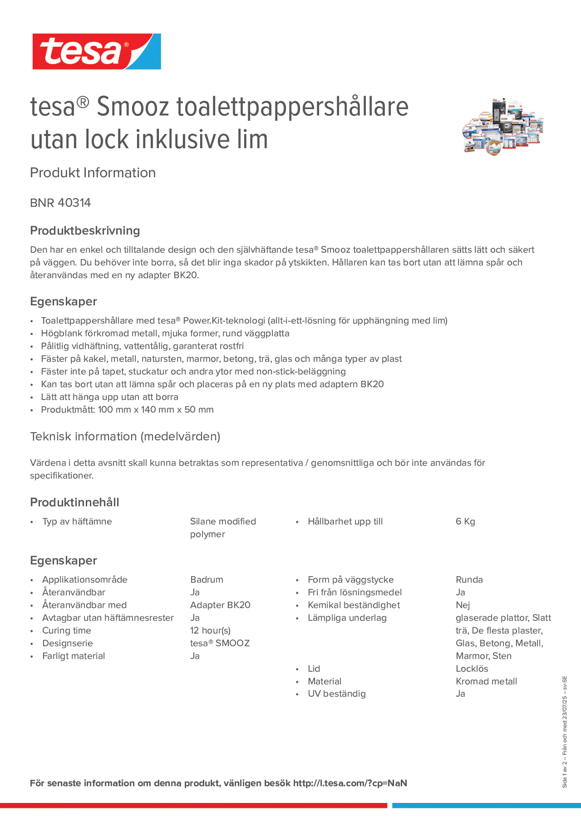 Product information_tesa® 40314_sv-SE