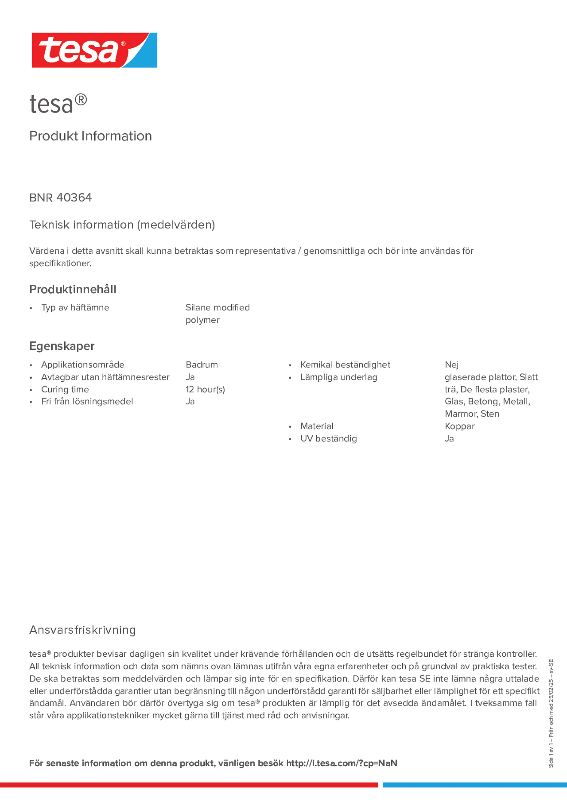 Product information_tesa® 40364_sv-SE