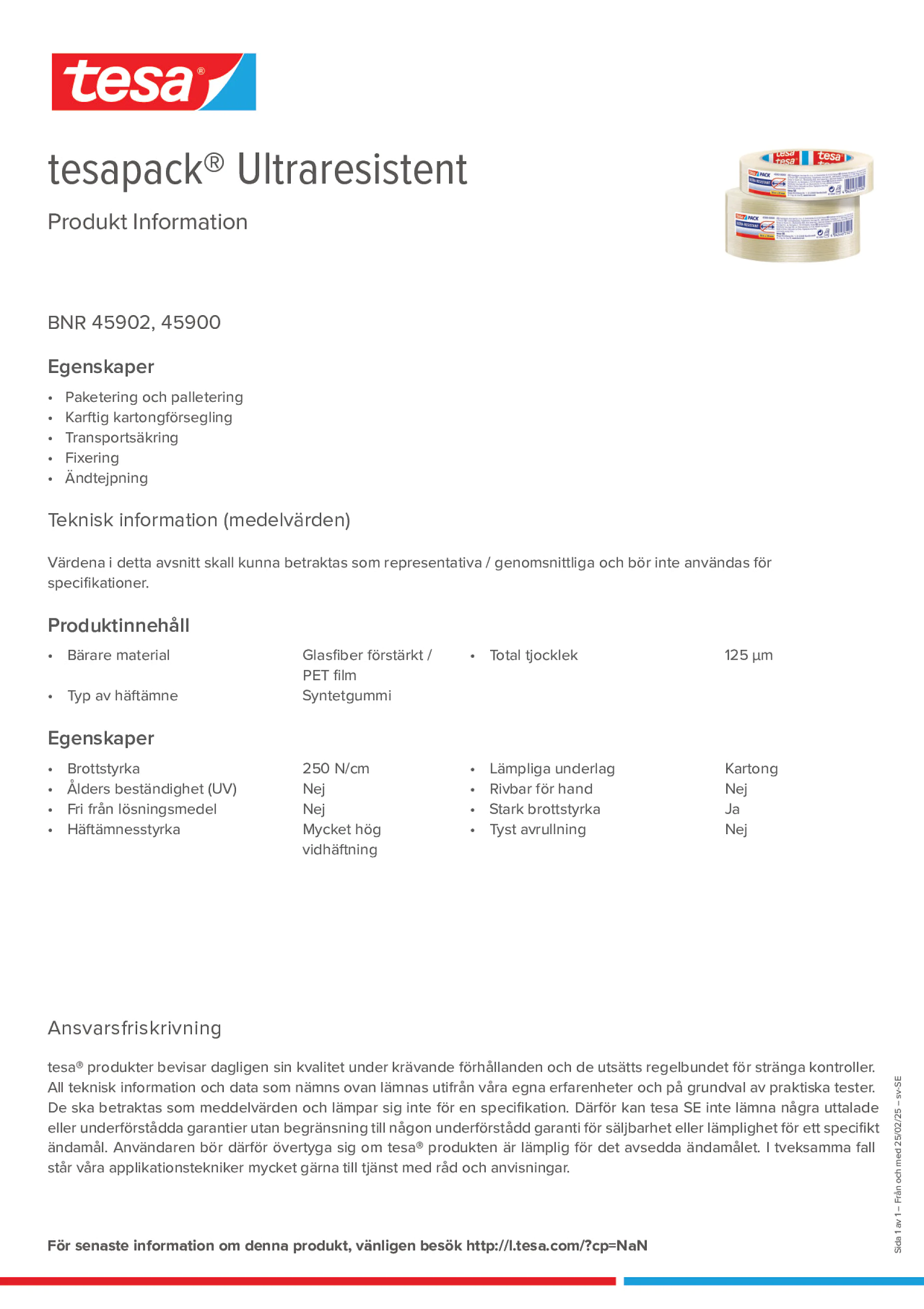 Product information_tesapack® 45900_sv-SE