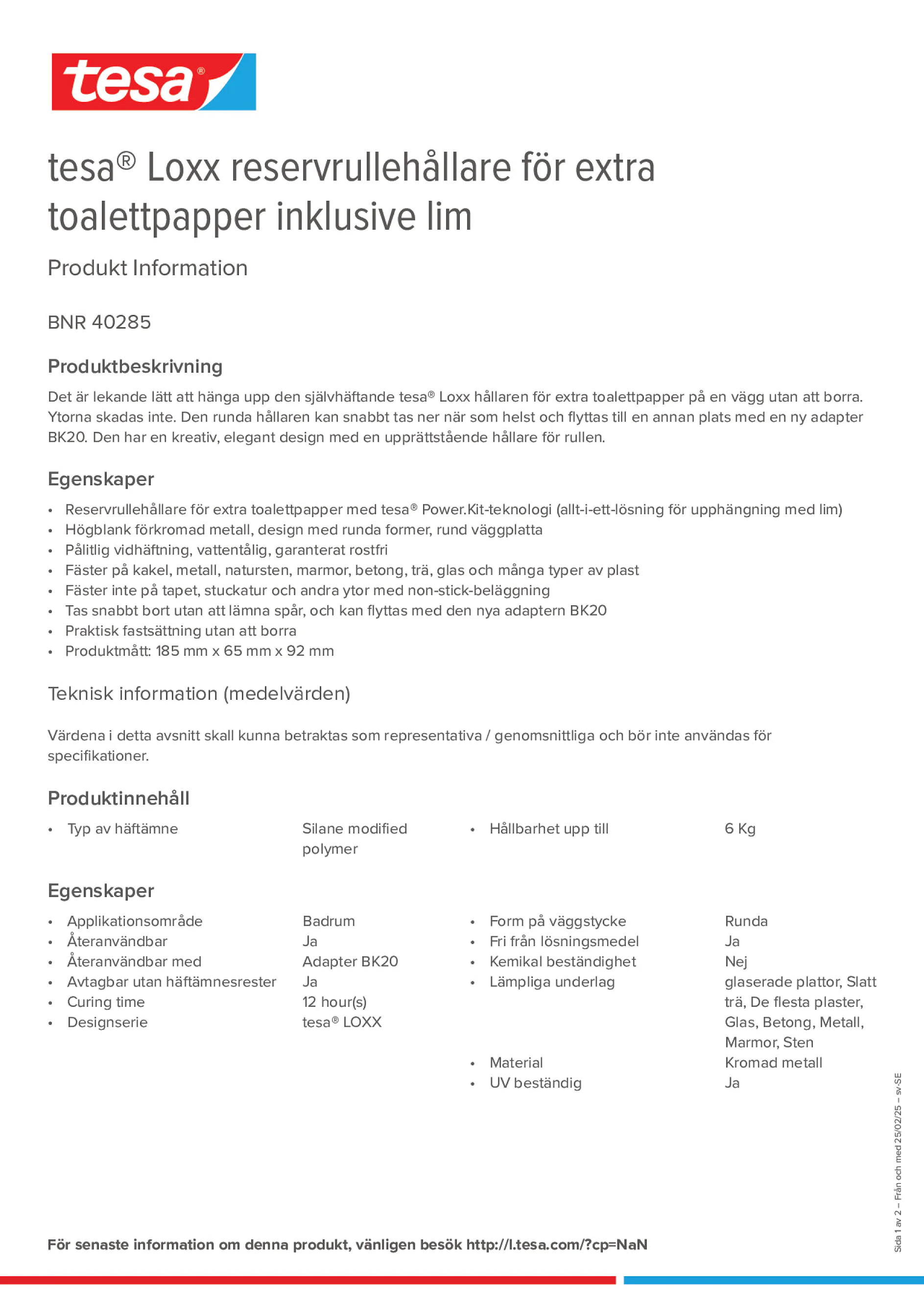 Product information_tesa® 40285_sv-SE