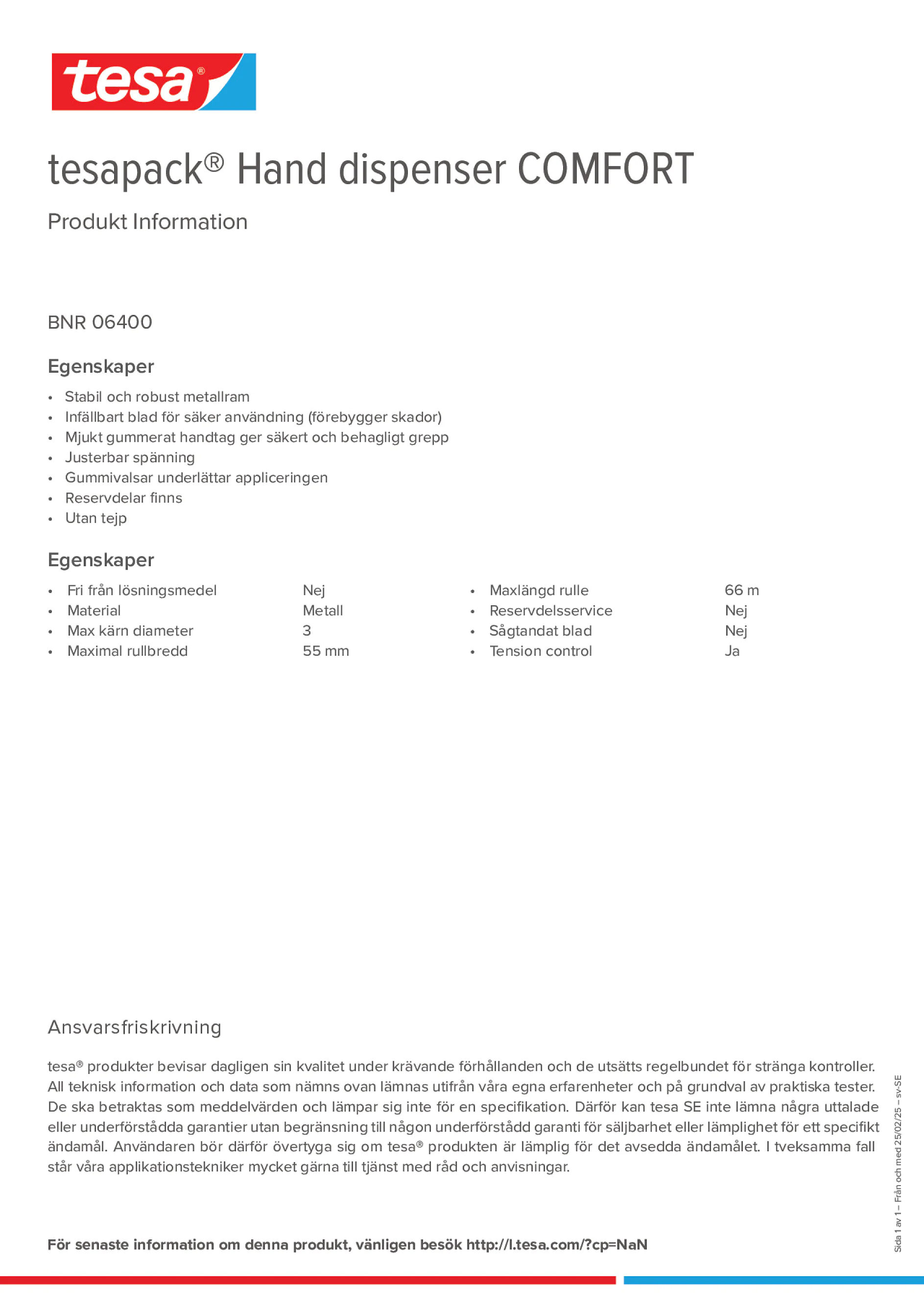 Product information_tesapack® 06400_sv-SE