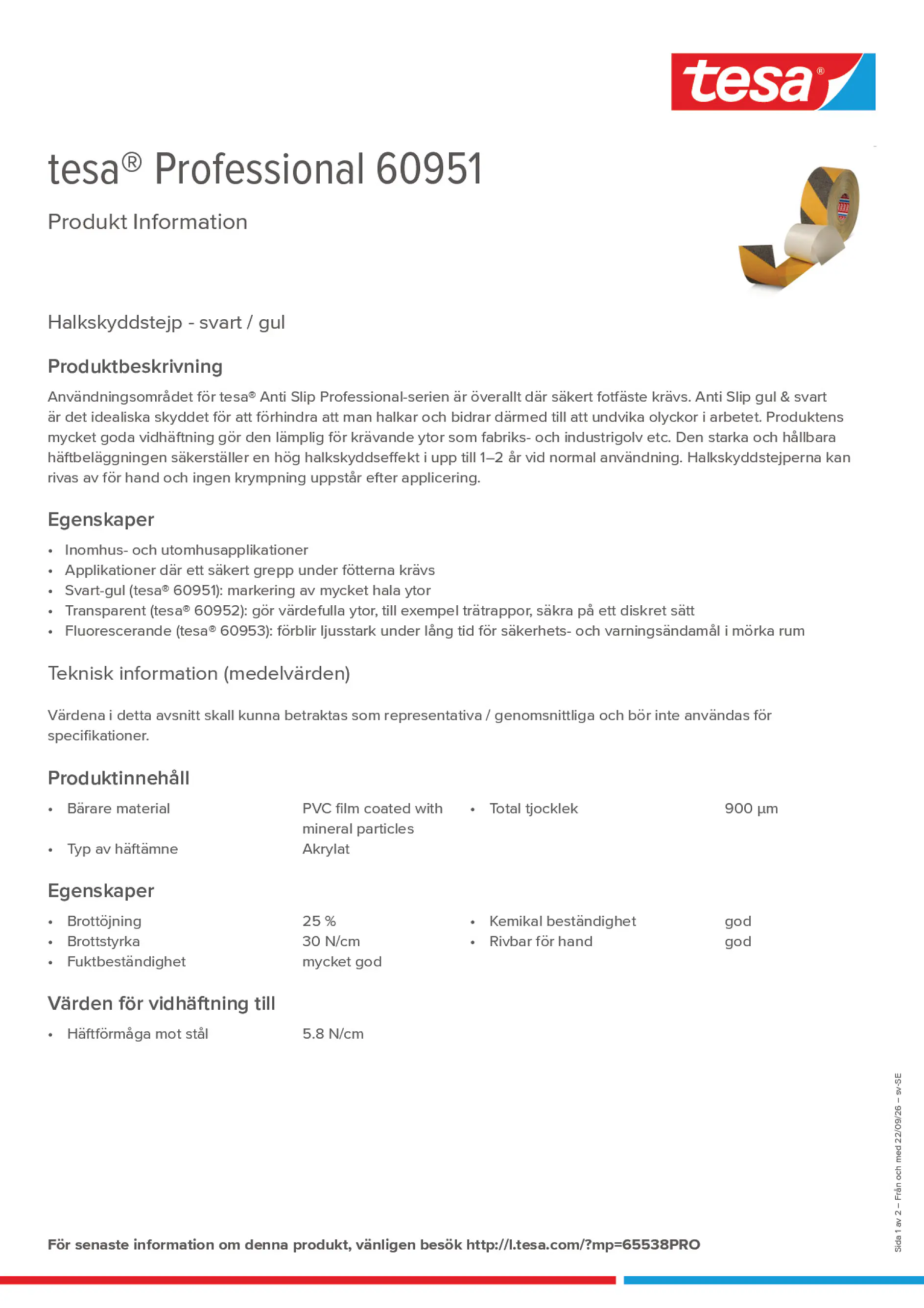 Product information_tesa® Professional 60951_sv-SE