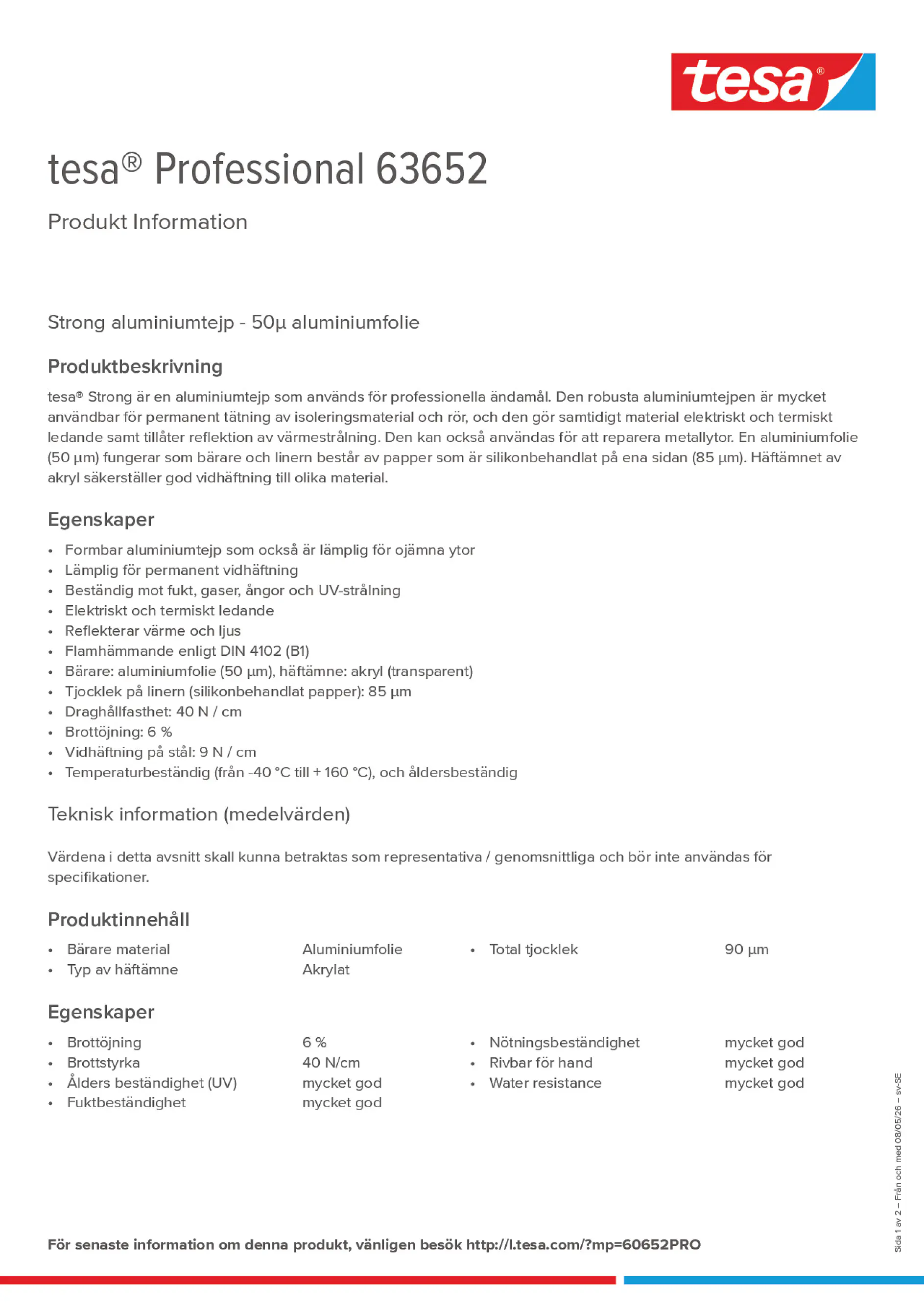 Product information_tesa® Professional 63652_sv-SE