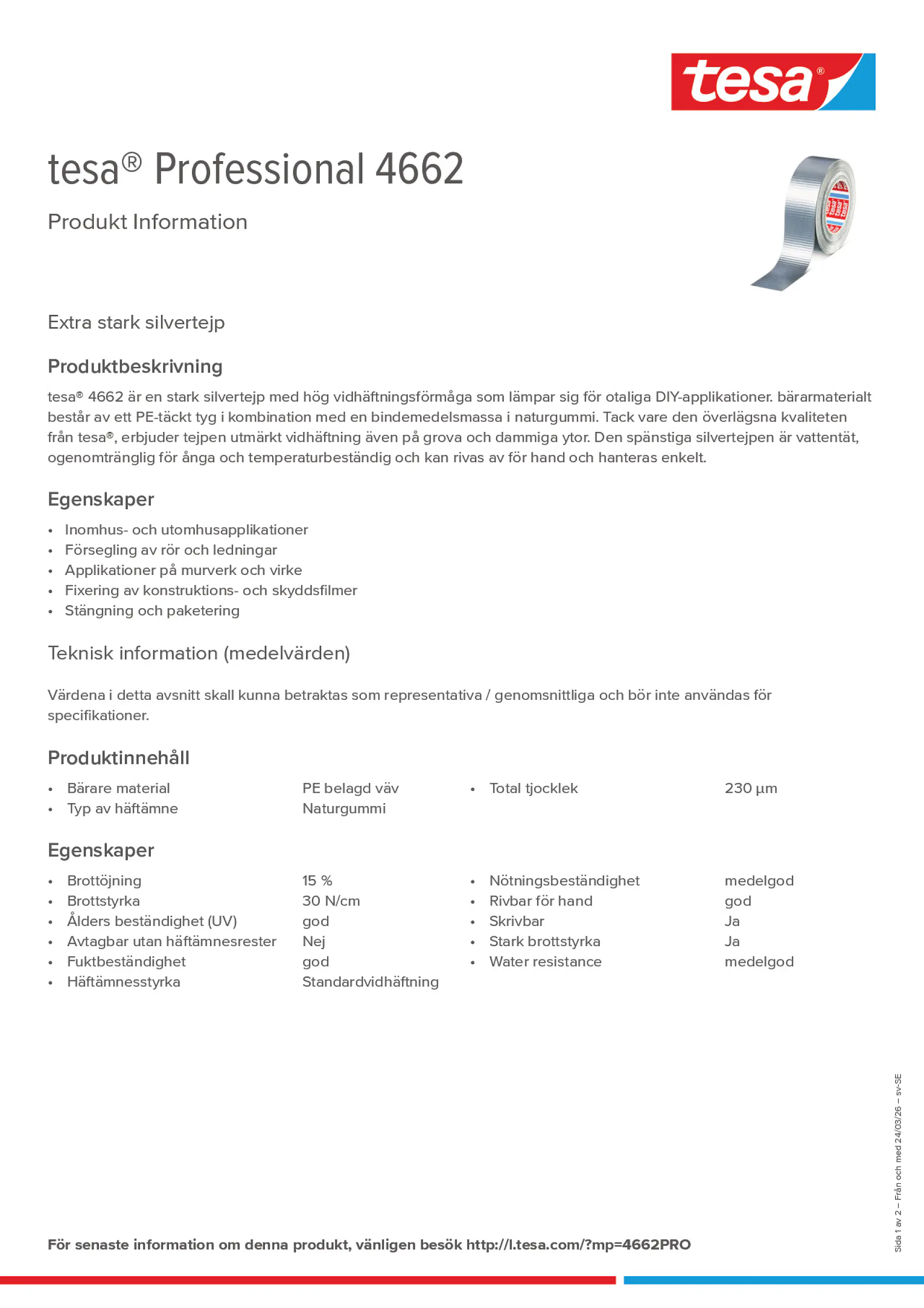 Product information_tesa® Professional 4662_sv-SE