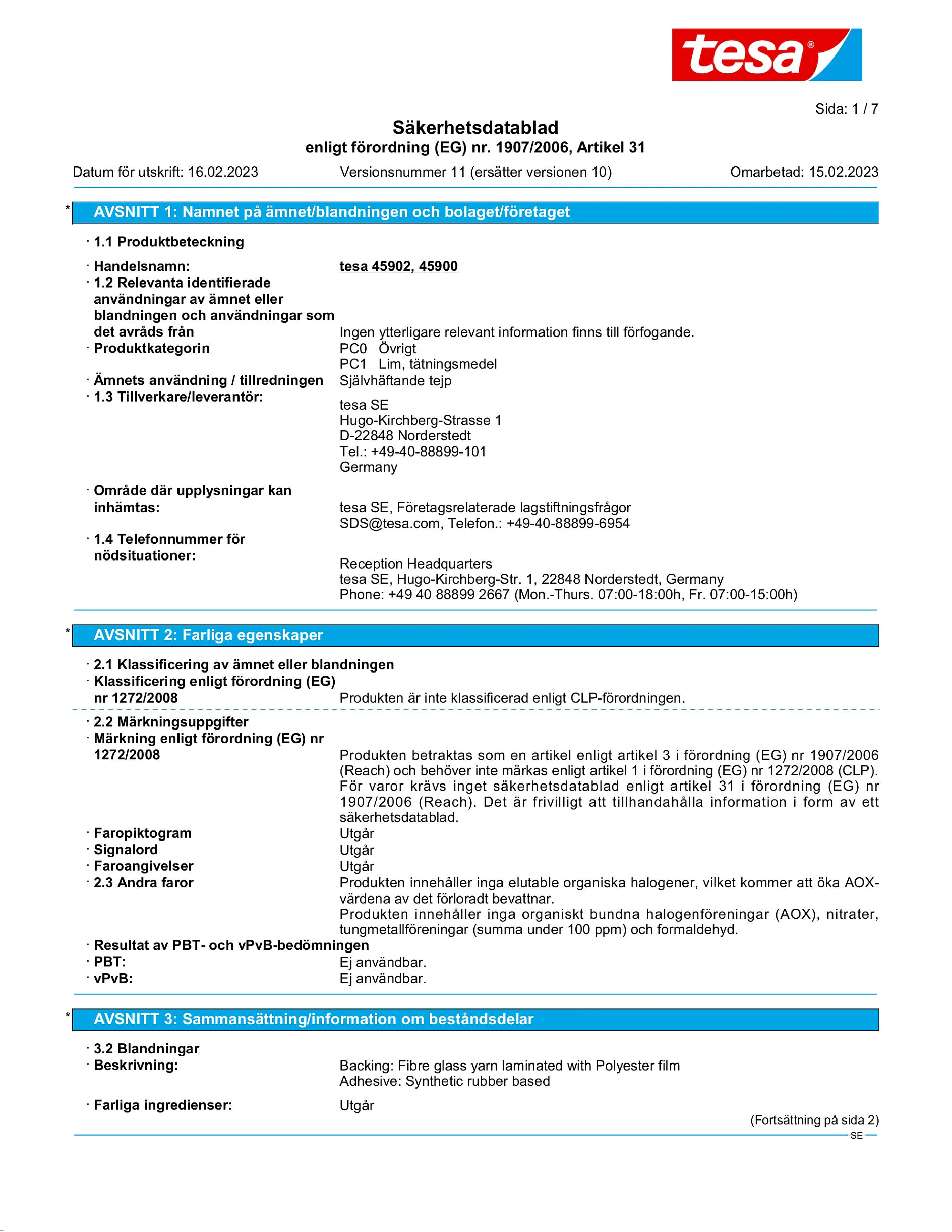 Safety data sheet_tesapack® 45900_sv-SE_v11