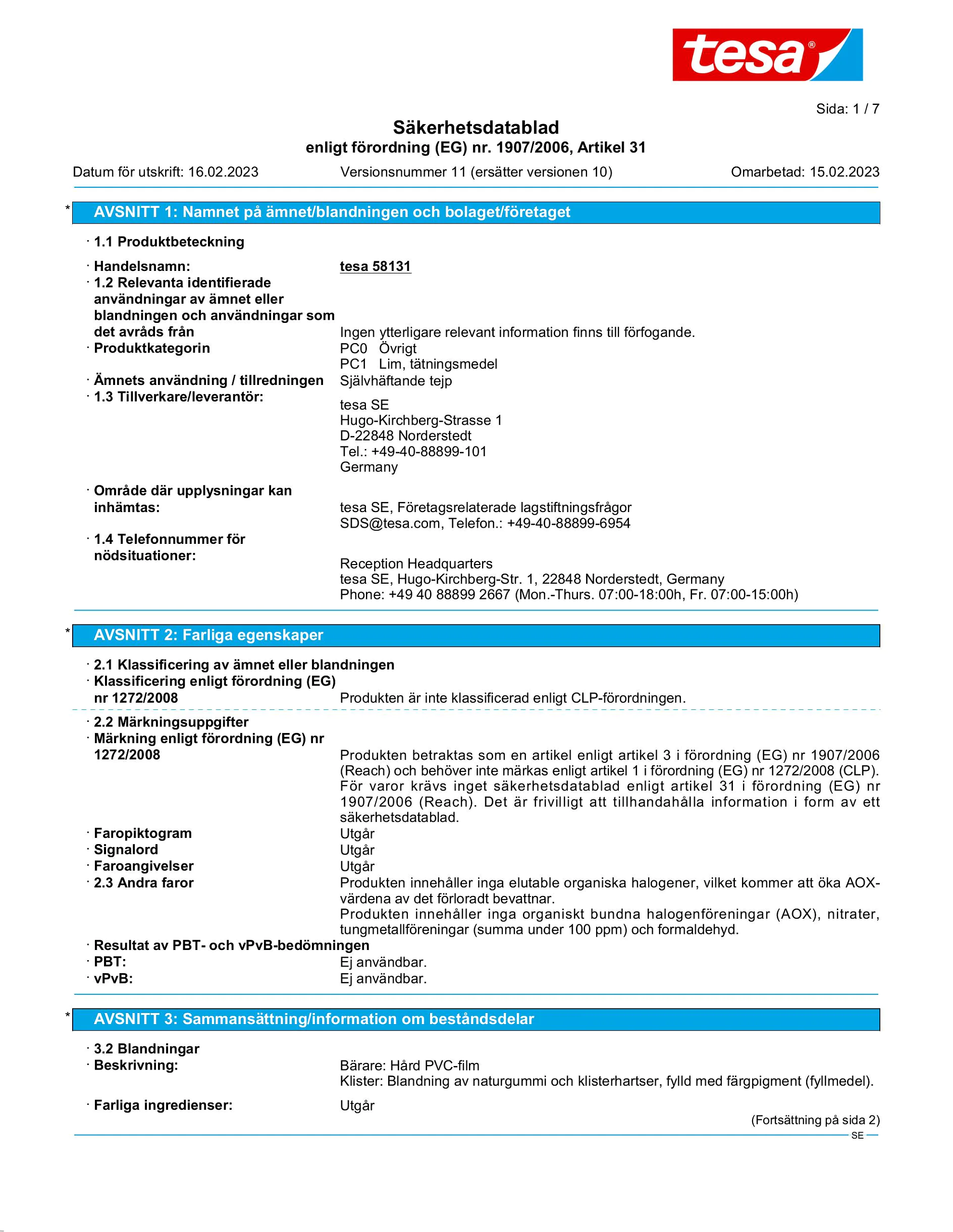 Safety data sheet_tesa® 58131_sv-SE_v11