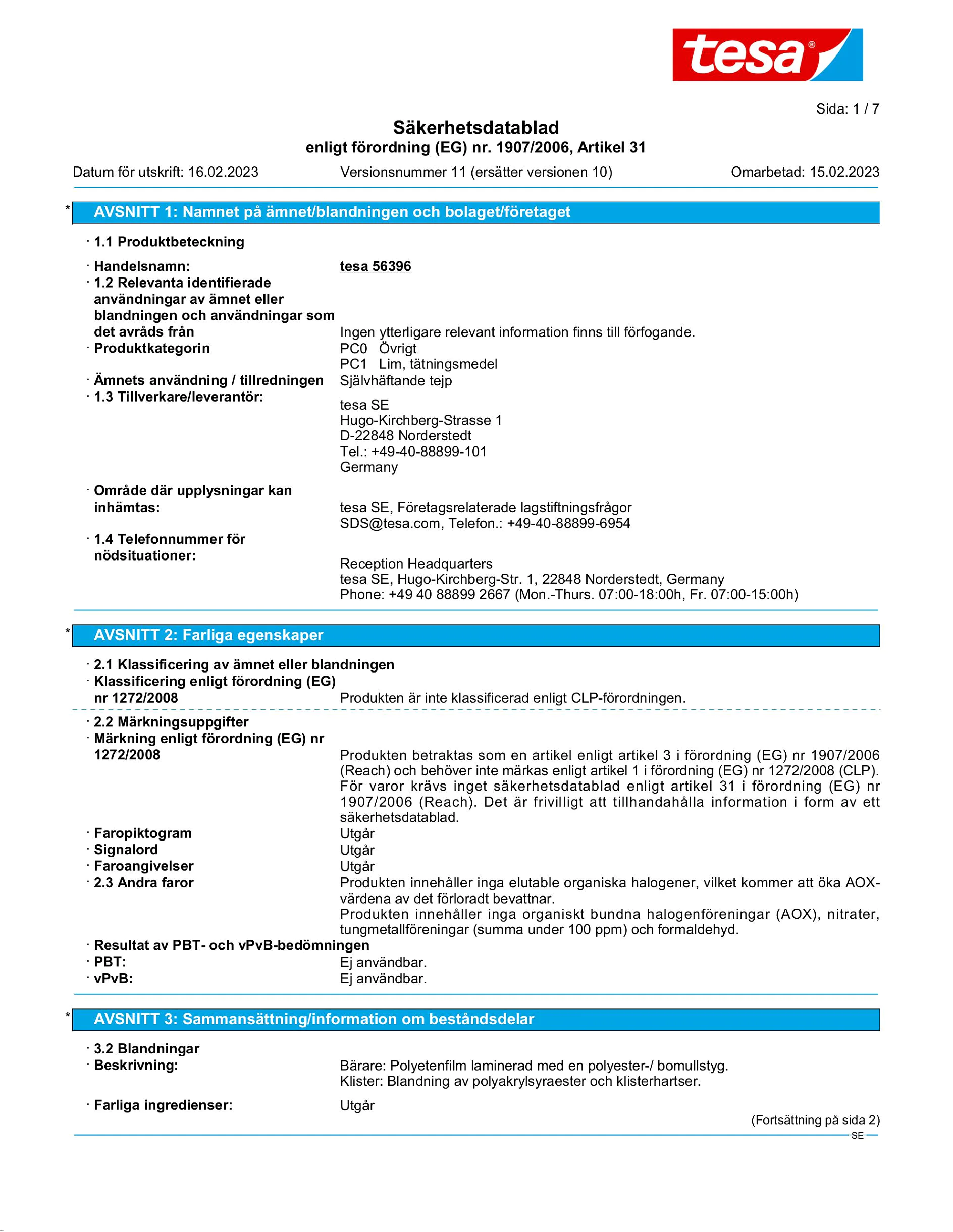 Safety data sheet_tesa® extra Power 56348_sv-SE_v11