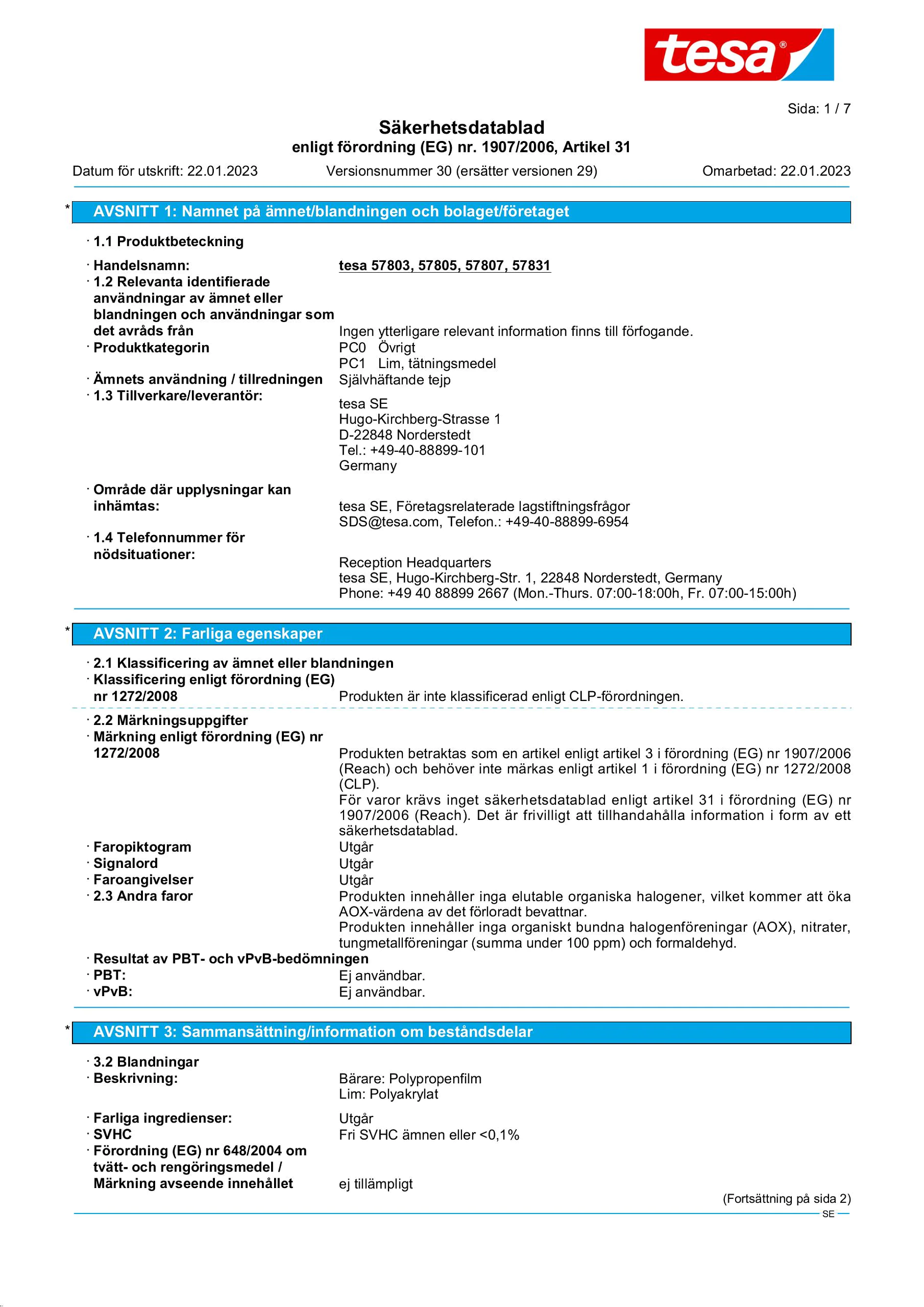 Safety data sheet_tesapack® 57807_sv-SE_v30
