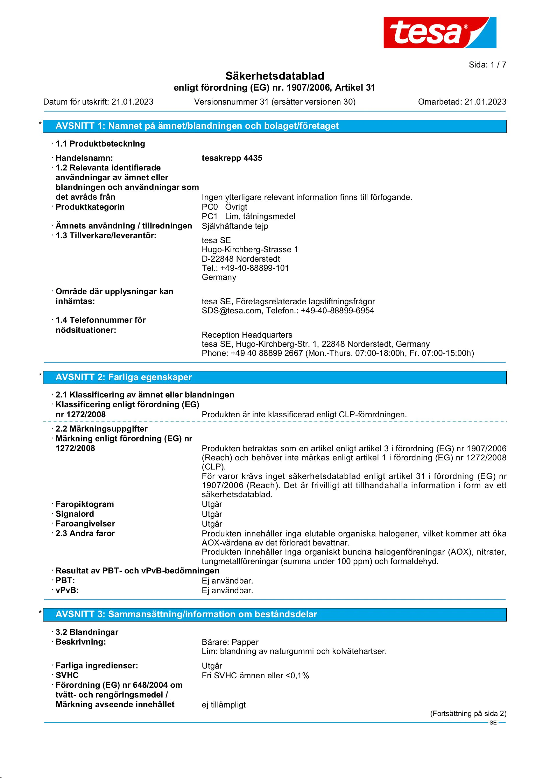 Safety data sheet_tesa® Professional 04435_sv-SE_v31