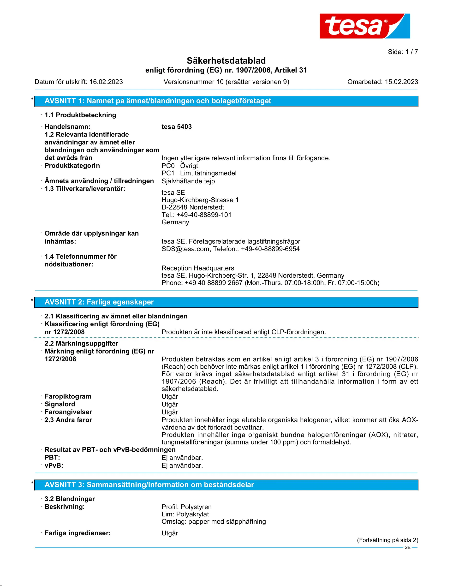 Safety data sheet_tesamoll® 05403_sv-SE_v10