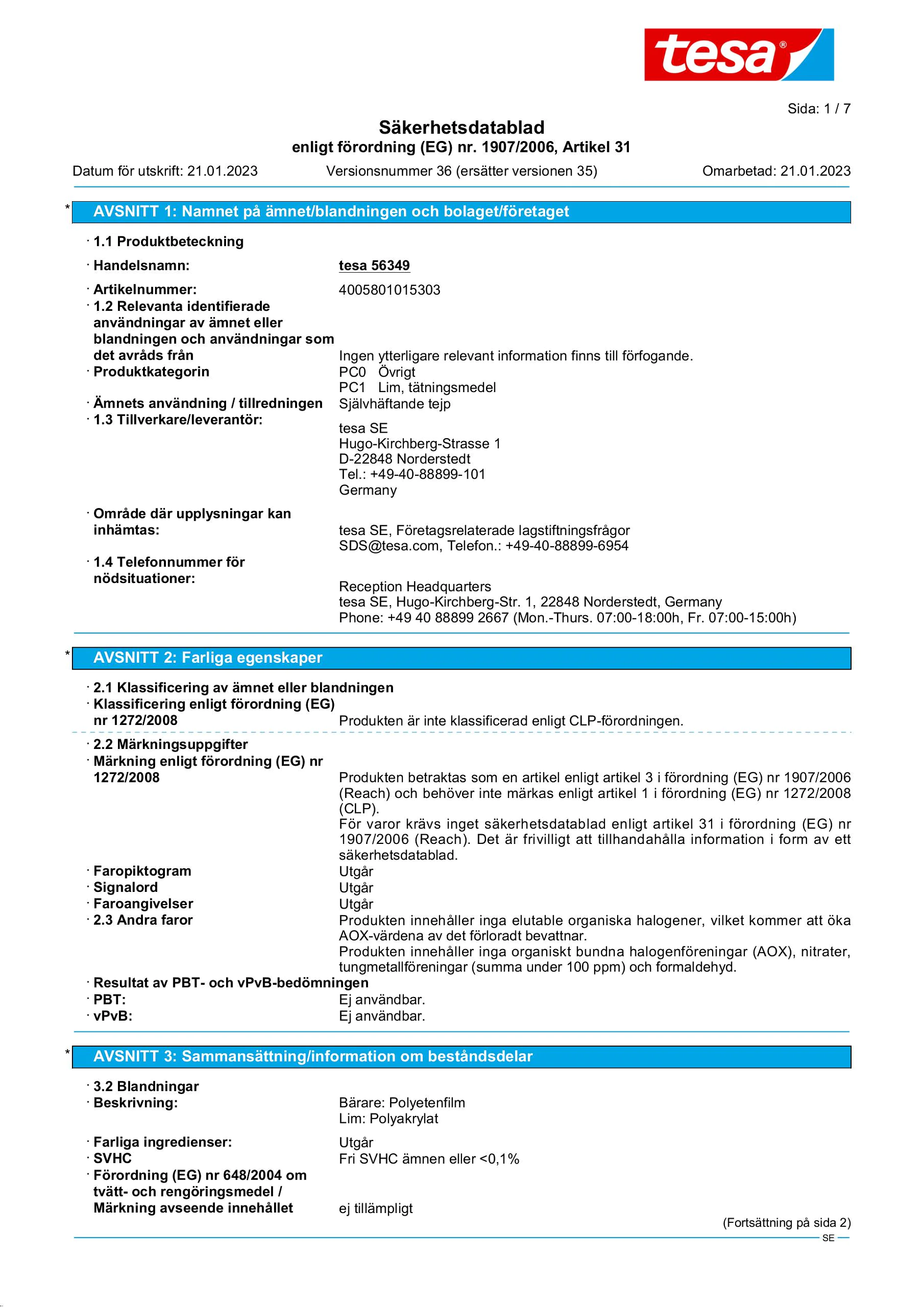Safety data sheet_tesa® extra Power 56349_sv-SE_v36