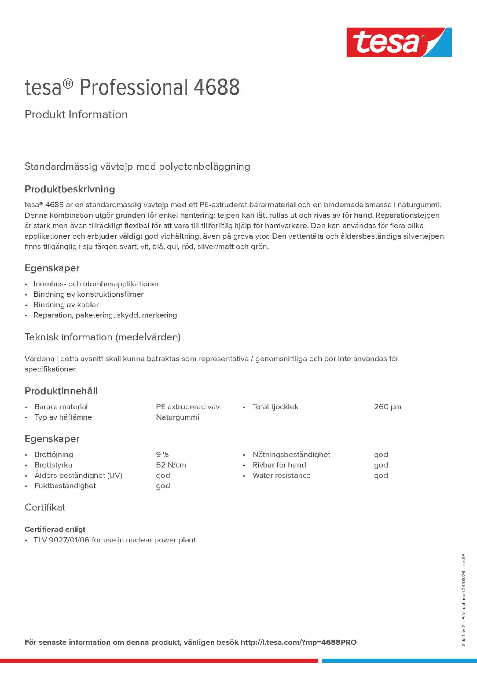 Product information_tesa® Professional 04688_sv-SE