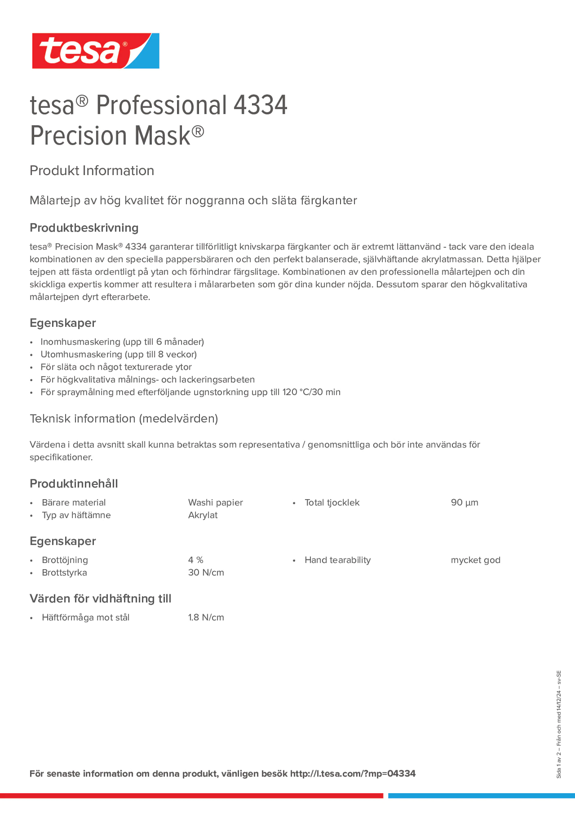 Product information_tesa® Professional 04334_sv-SE