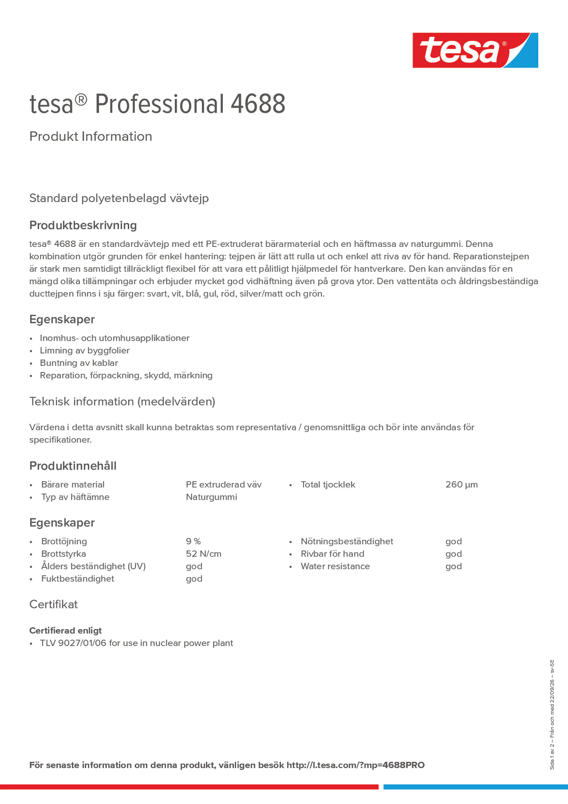 Product information_tesa® Professional 04688_sv-SE