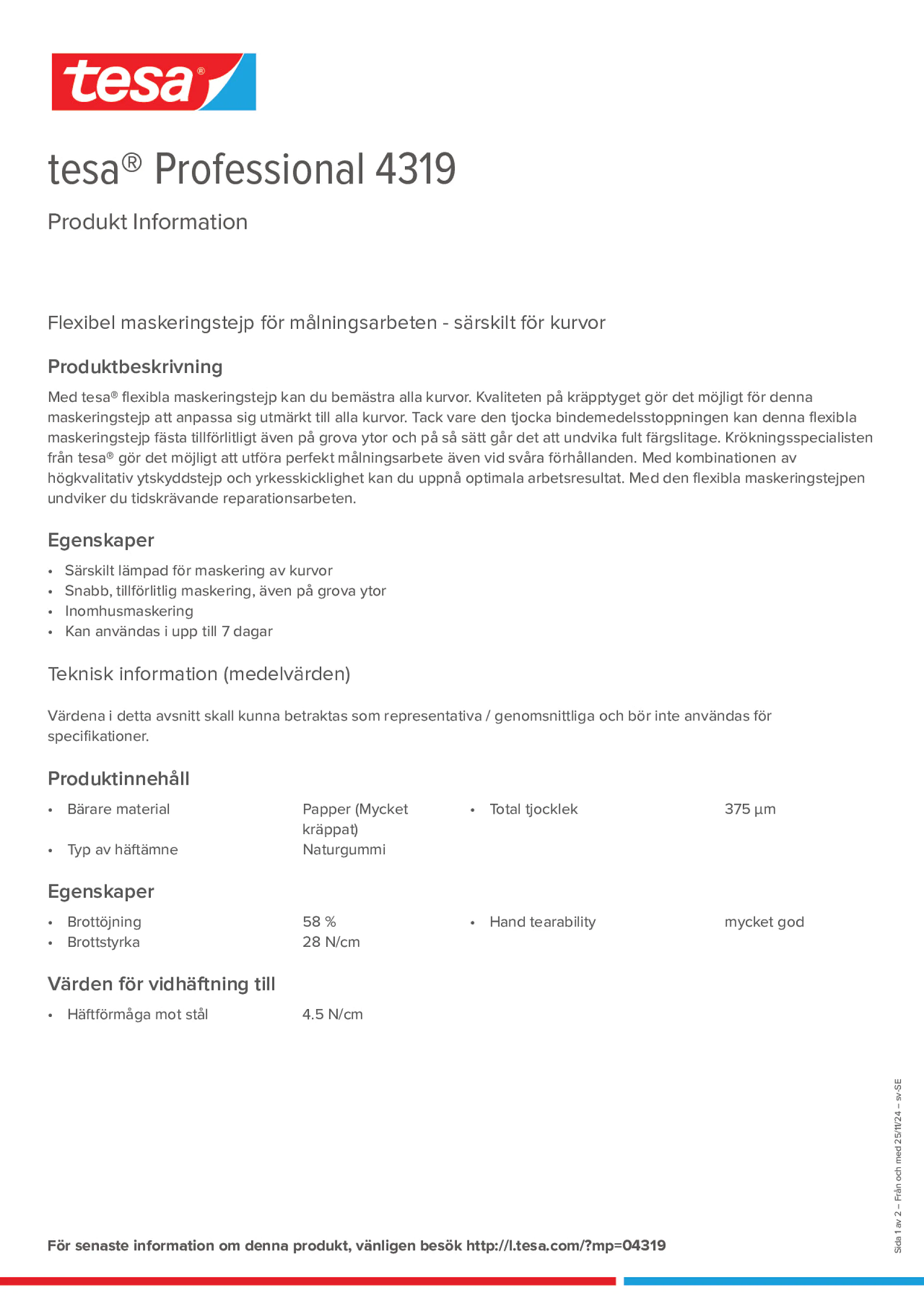 Product information_tesa® Professional 04319_sv-SE