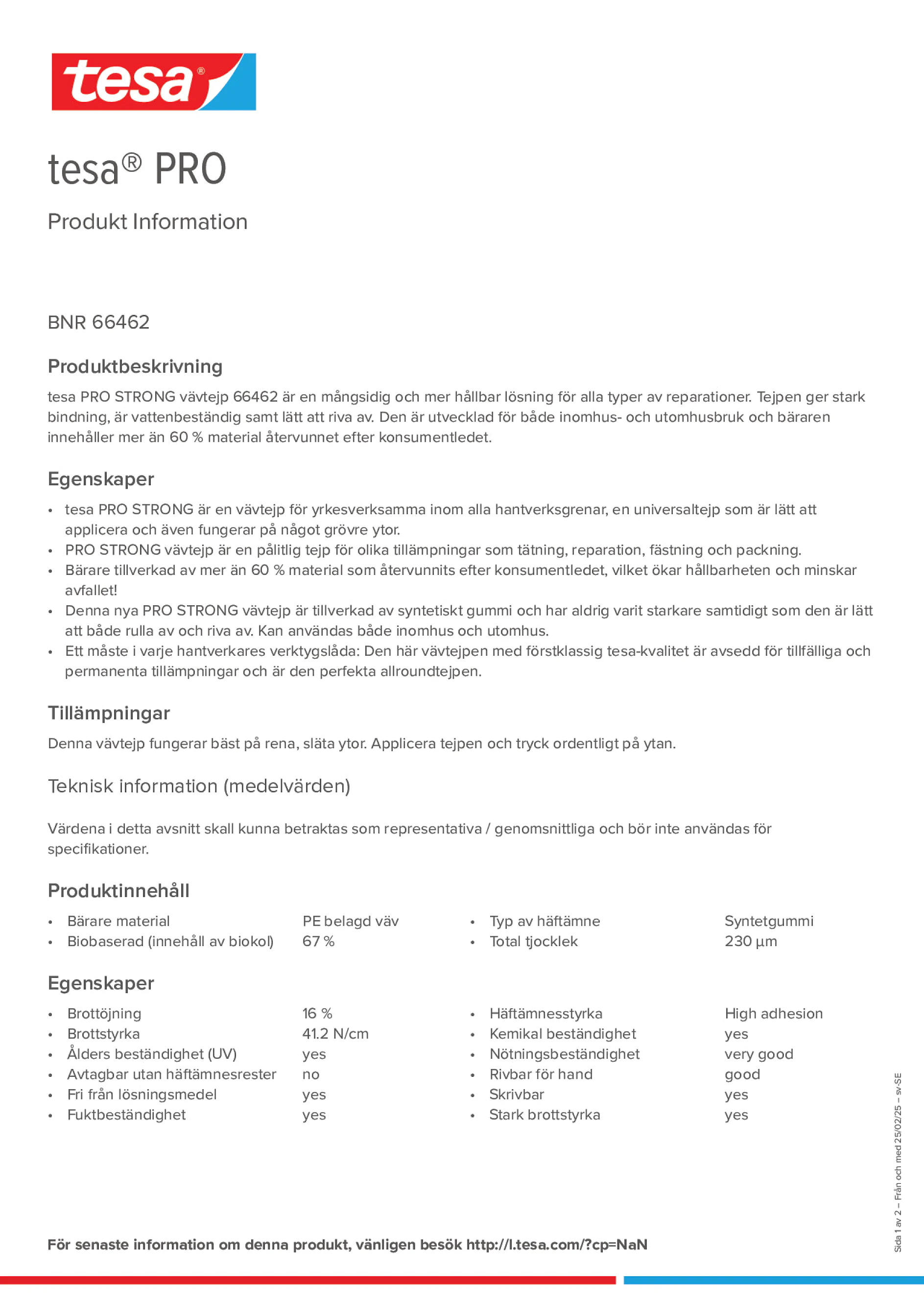Product information_tesa® PRO 66462_sv-SE