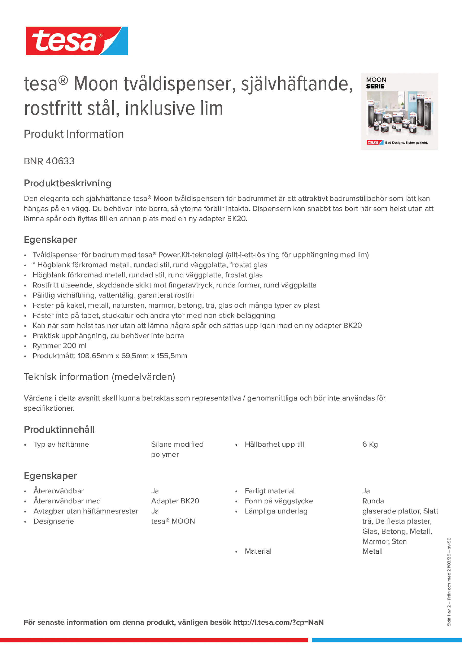 Product information_tesa® 40633_sv-SE