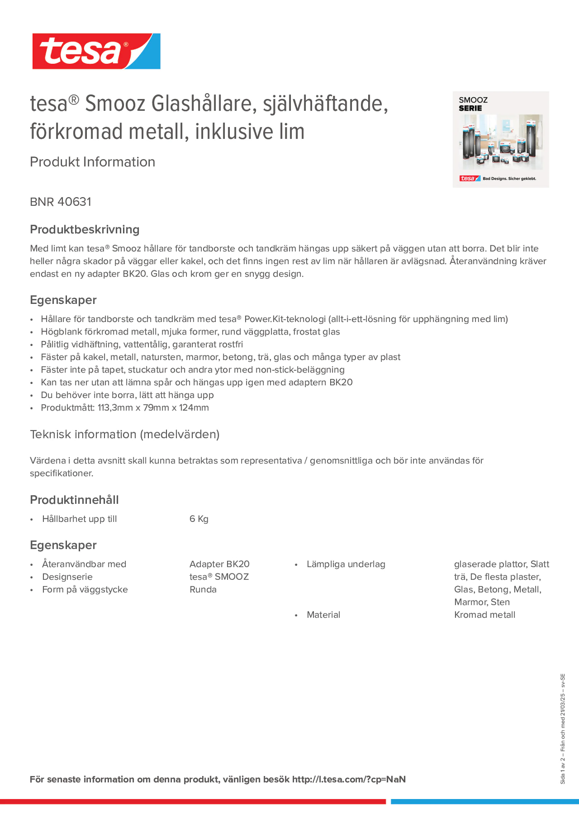 Product information_tesa® 40631_sv-SE