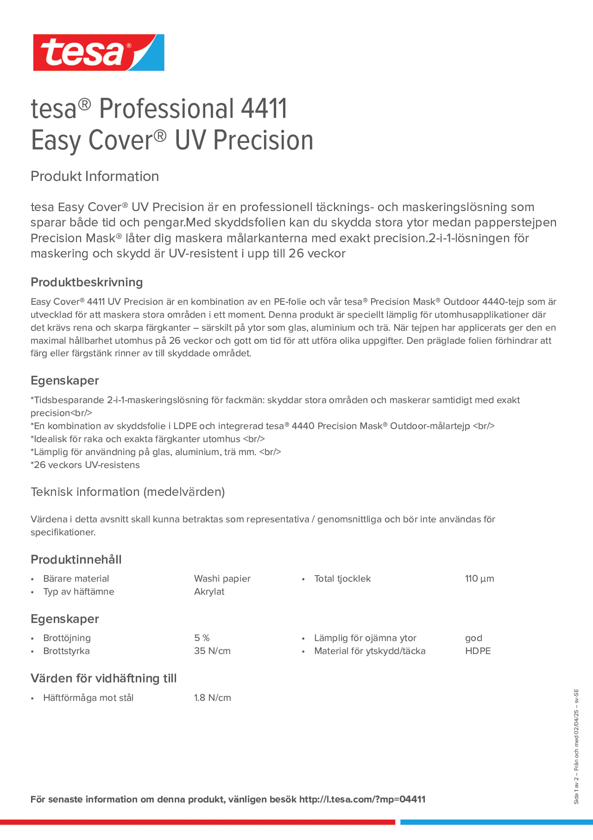 Product information_tesa® Professional 04411_sv-SE