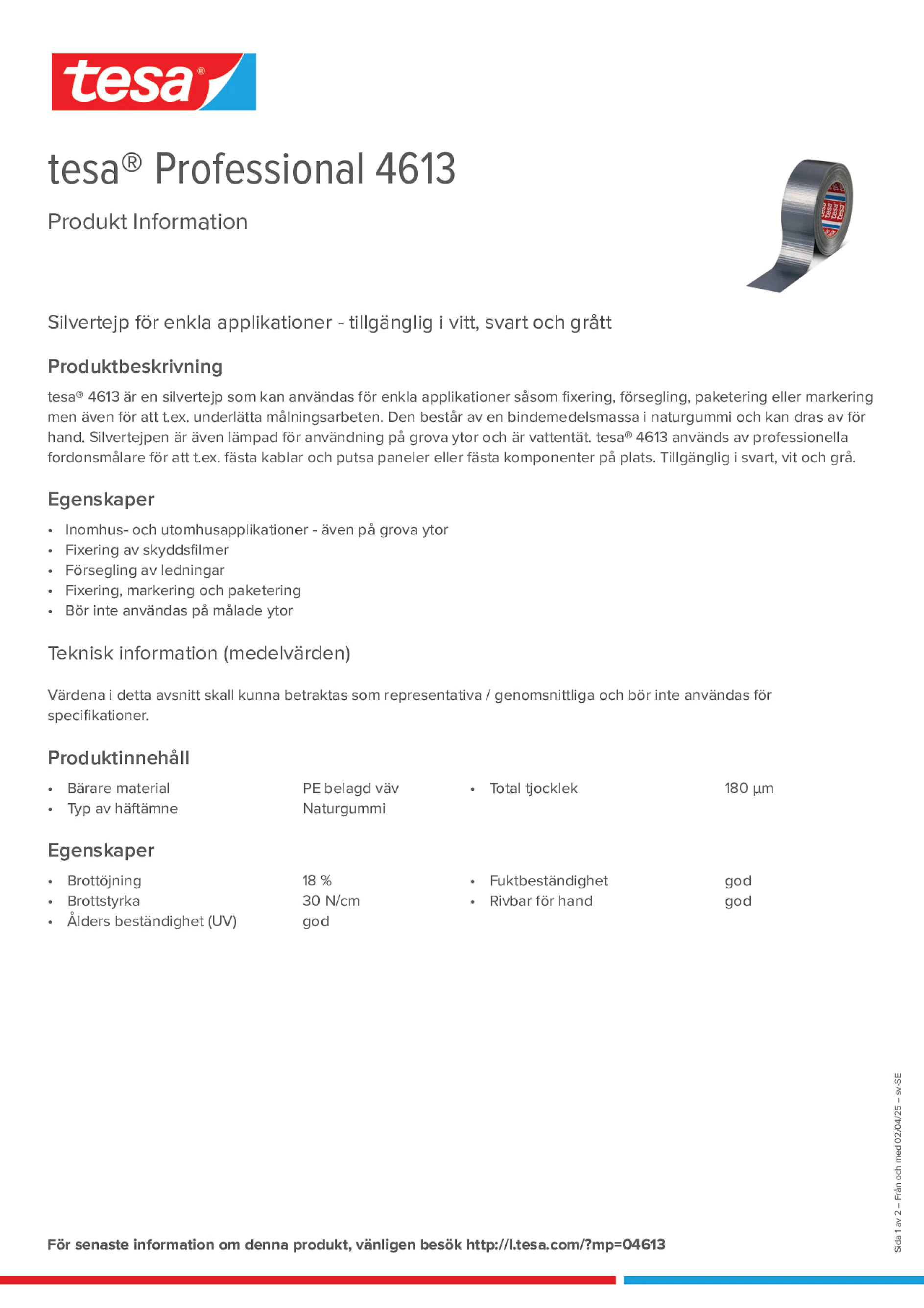 Product information_tesa® Professional 04613_sv-SE