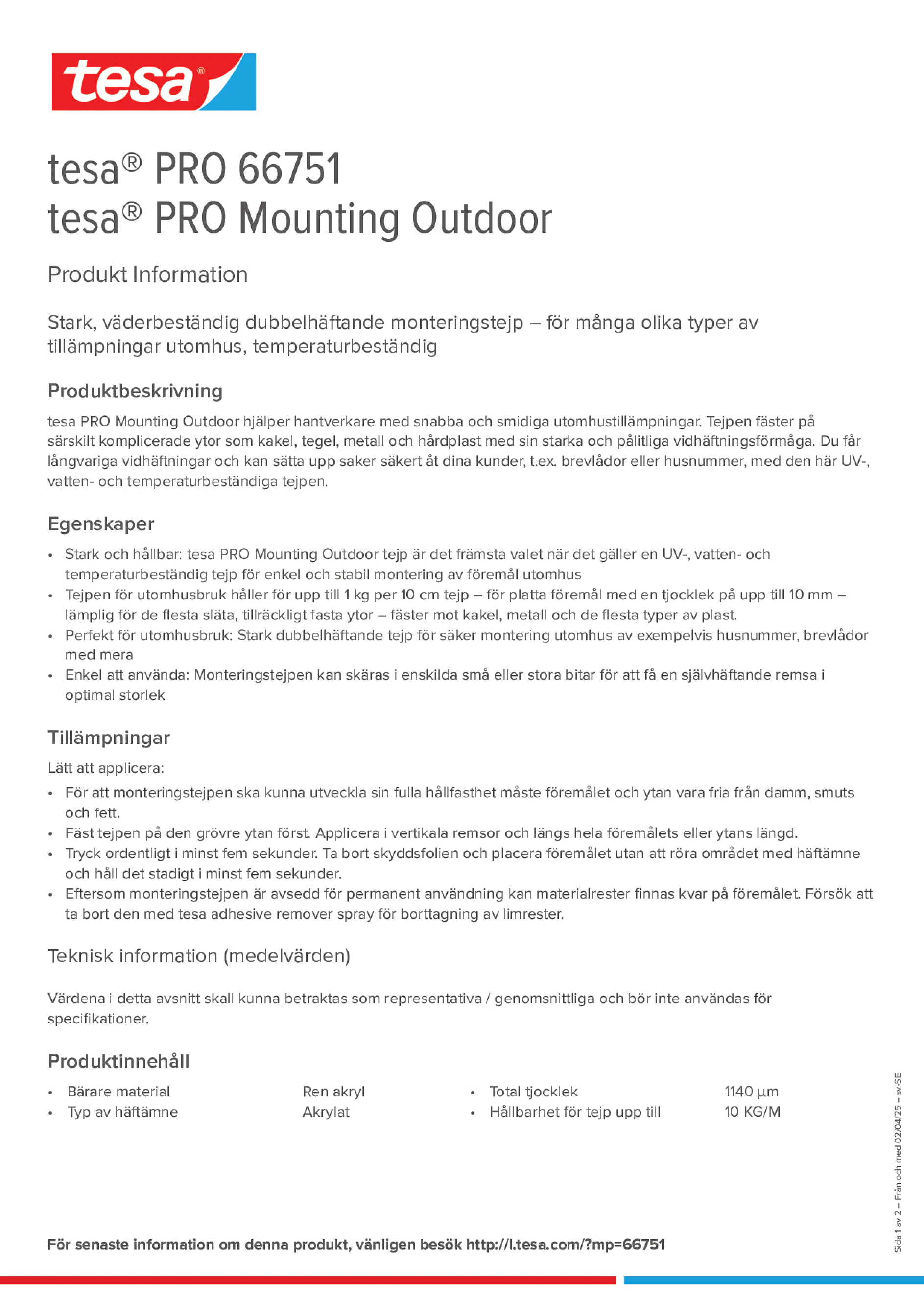 Product information_tesa® PRO 66751_sv-SE