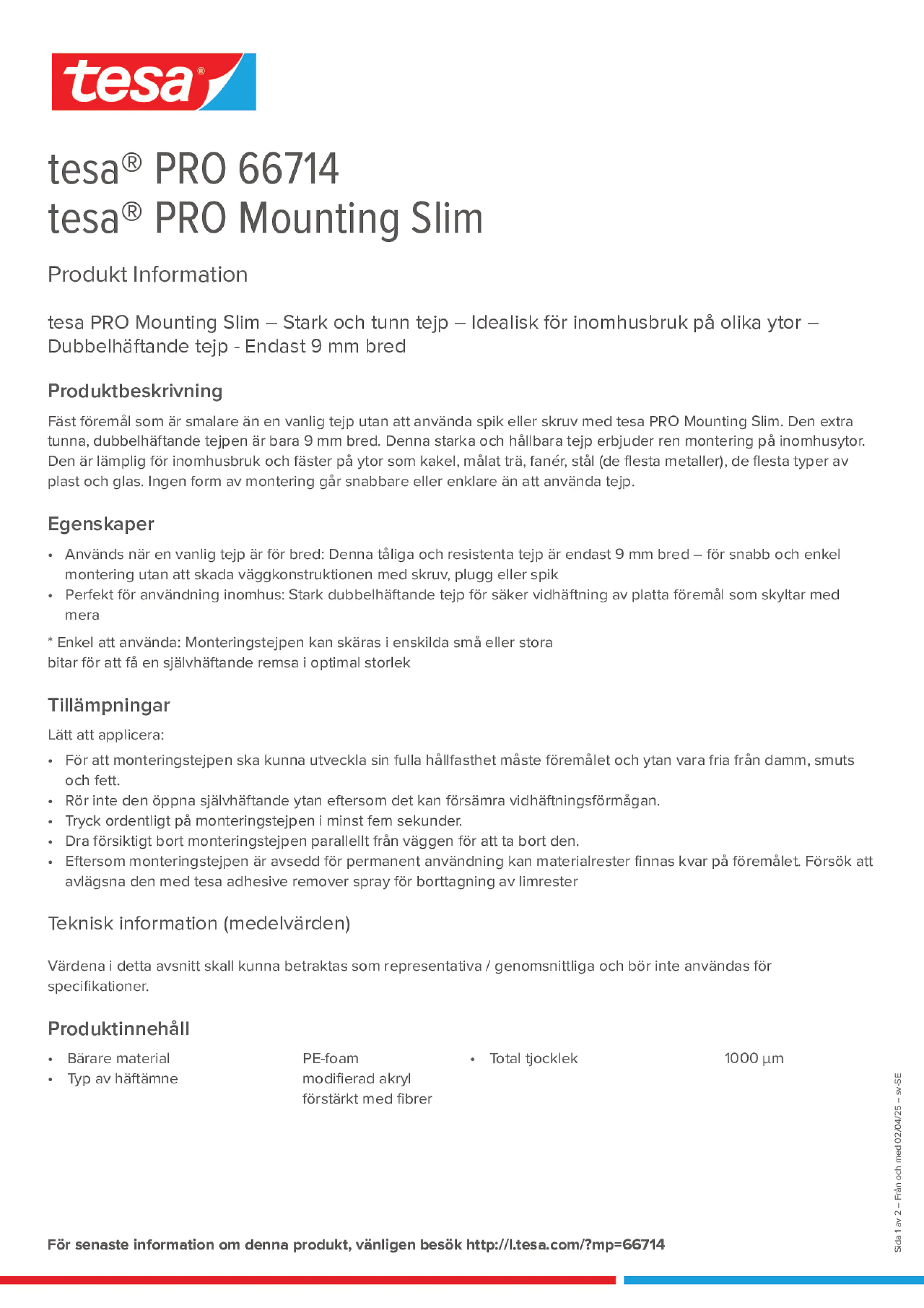 Product information_tesa® PRO 66714_sv-SE