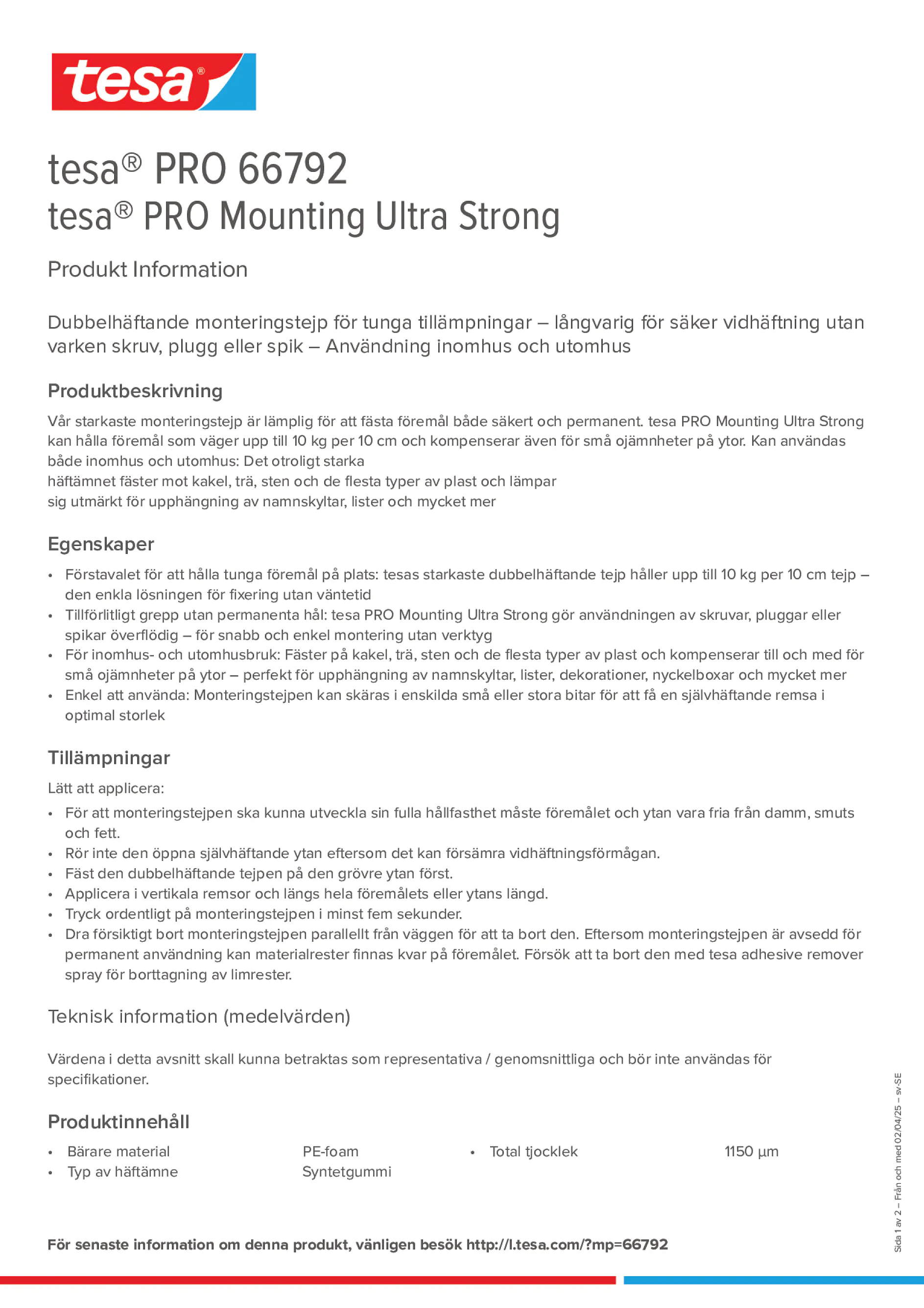 Product information_tesa® PRO 66792_sv-SE