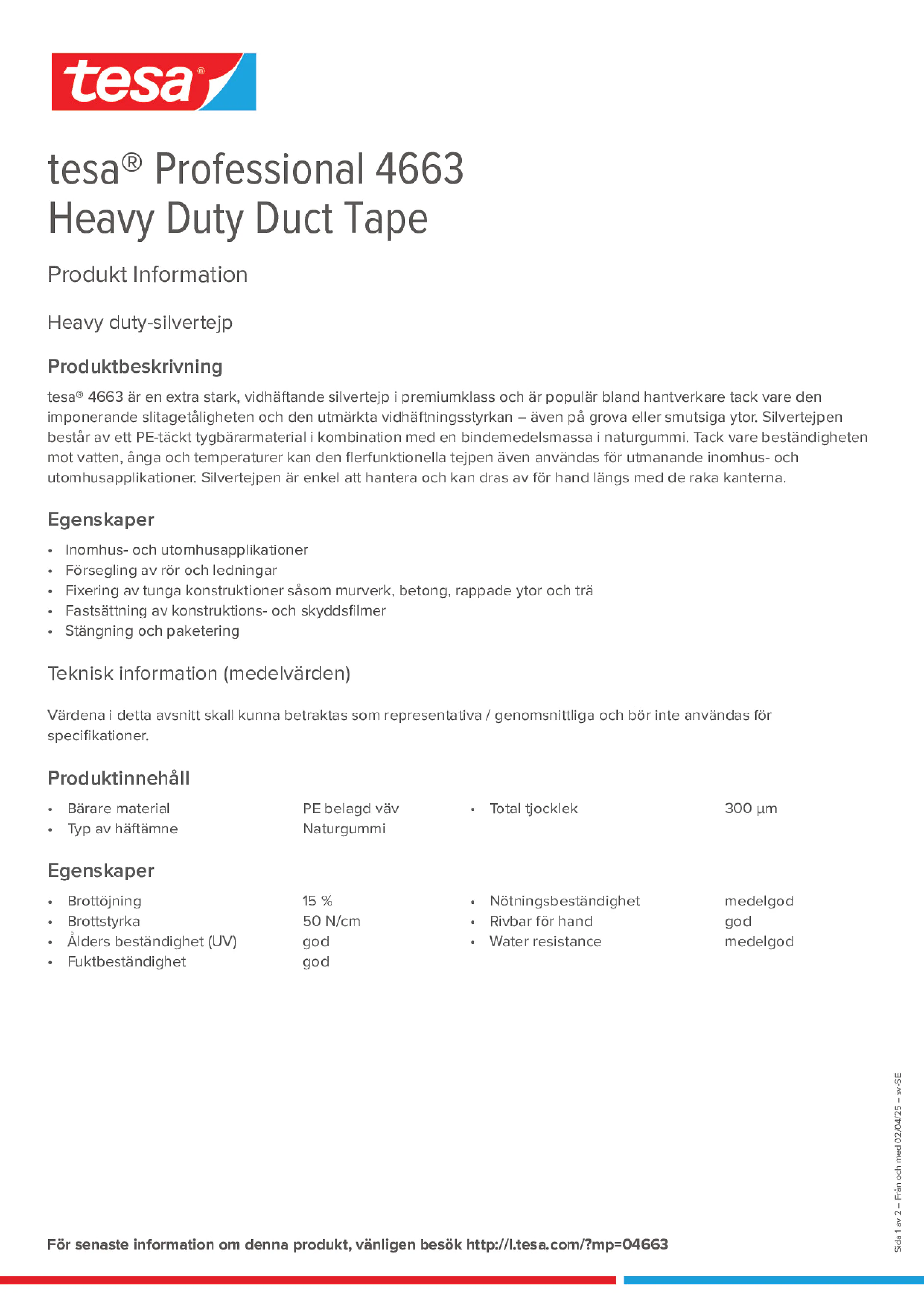 Product information_tesa® Professional 04663_sv-SE