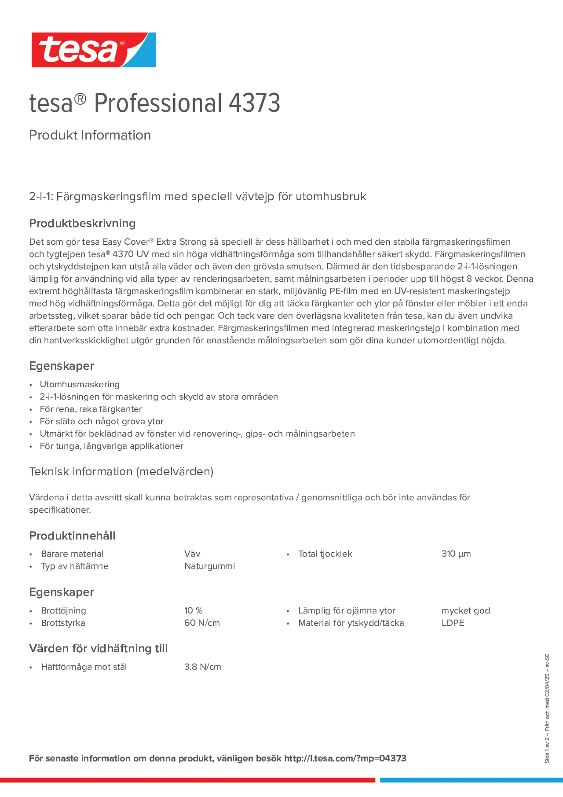 Product information_tesa® Professional 04373_sv-SE