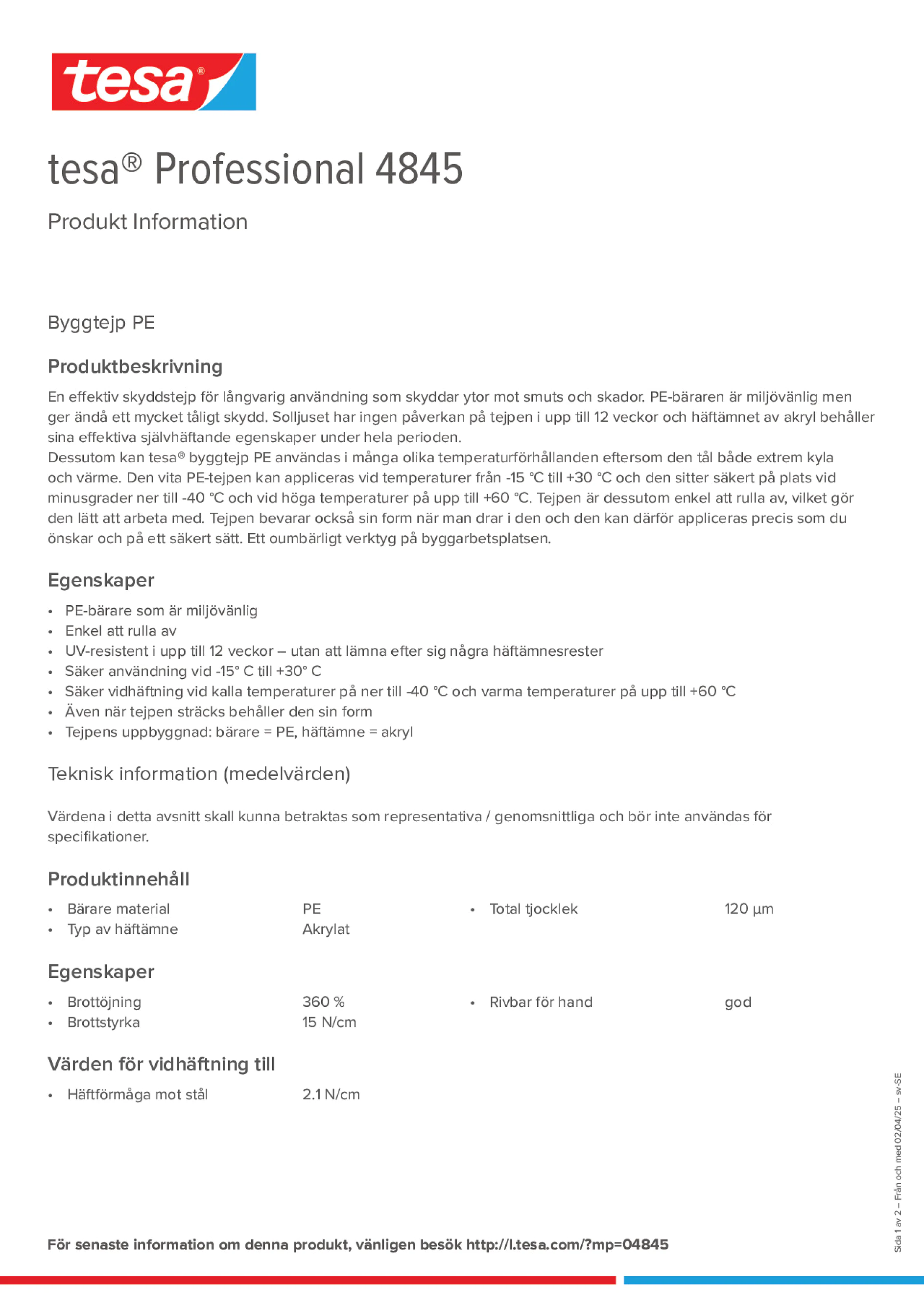 Product information_tesa® Professional 04845_sv-SE