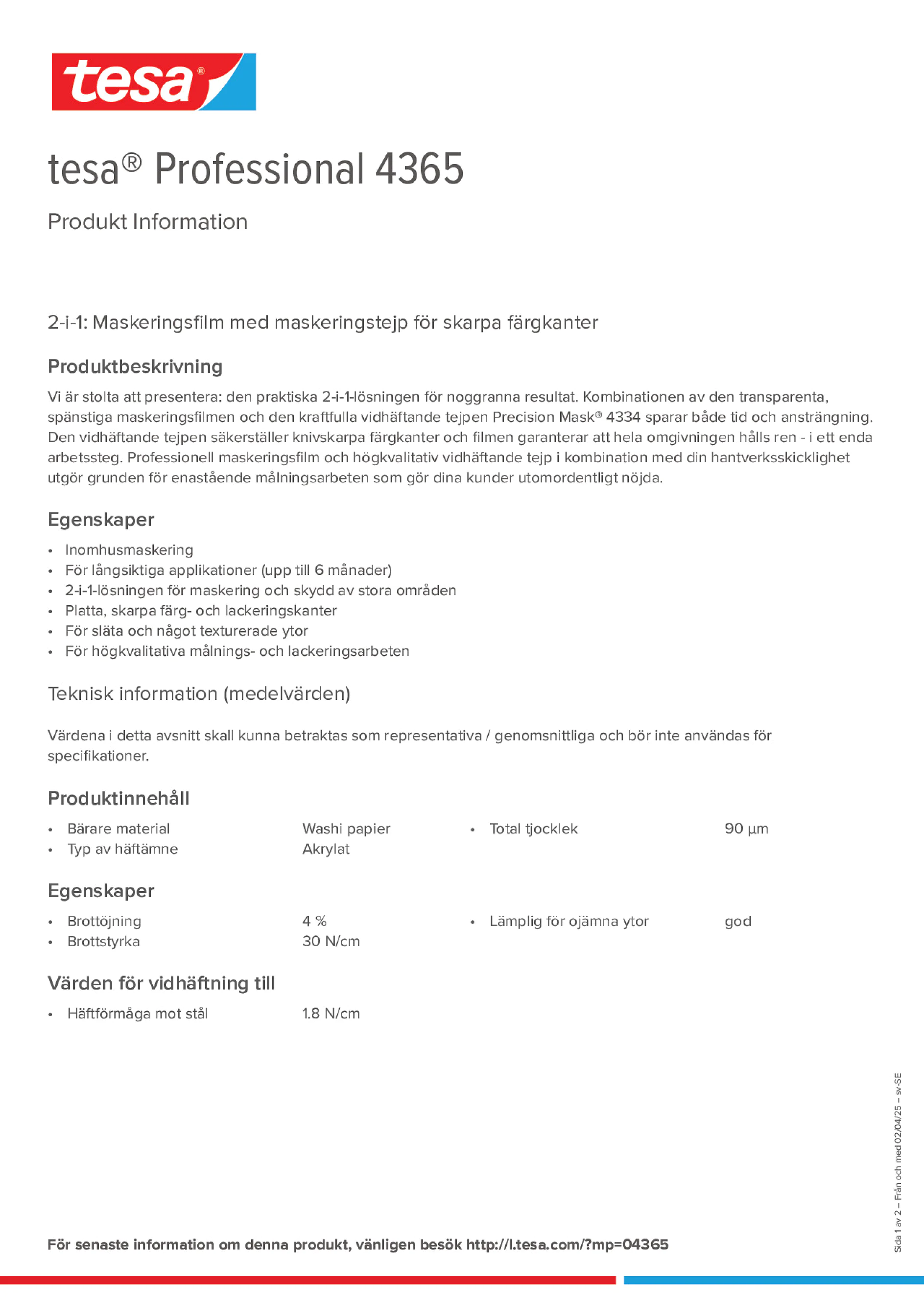 Product information_tesa® Professional 04365_sv-SE
