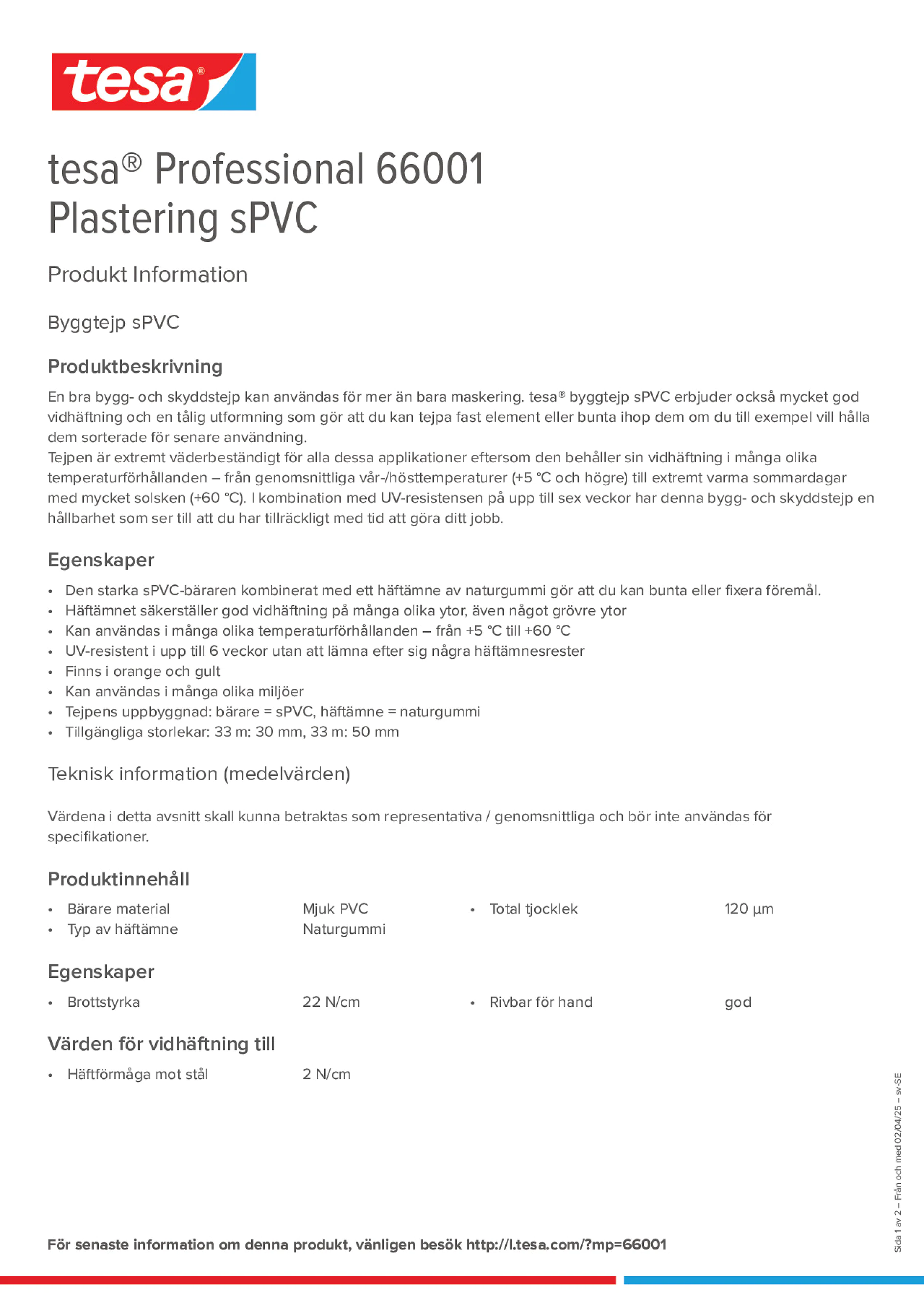 Product information_tesa® Professional 66001_sv-SE