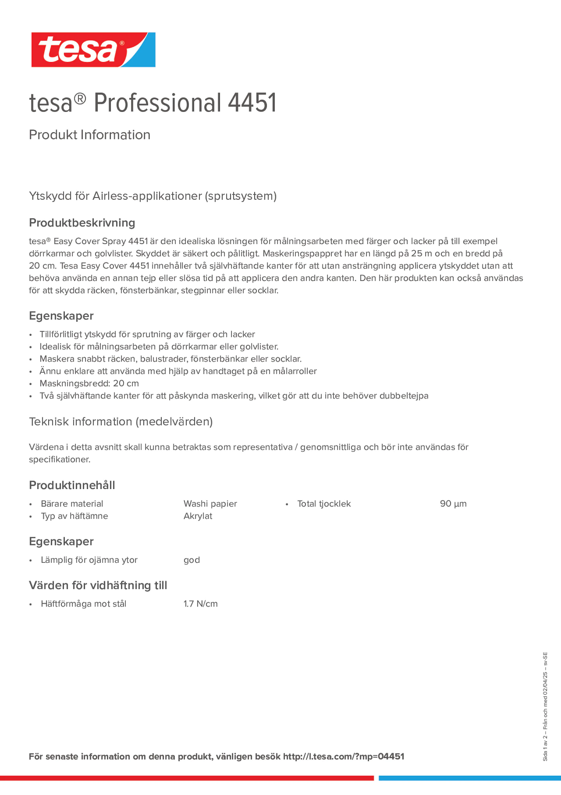 Product information_tesa® Professional 04451_sv-SE