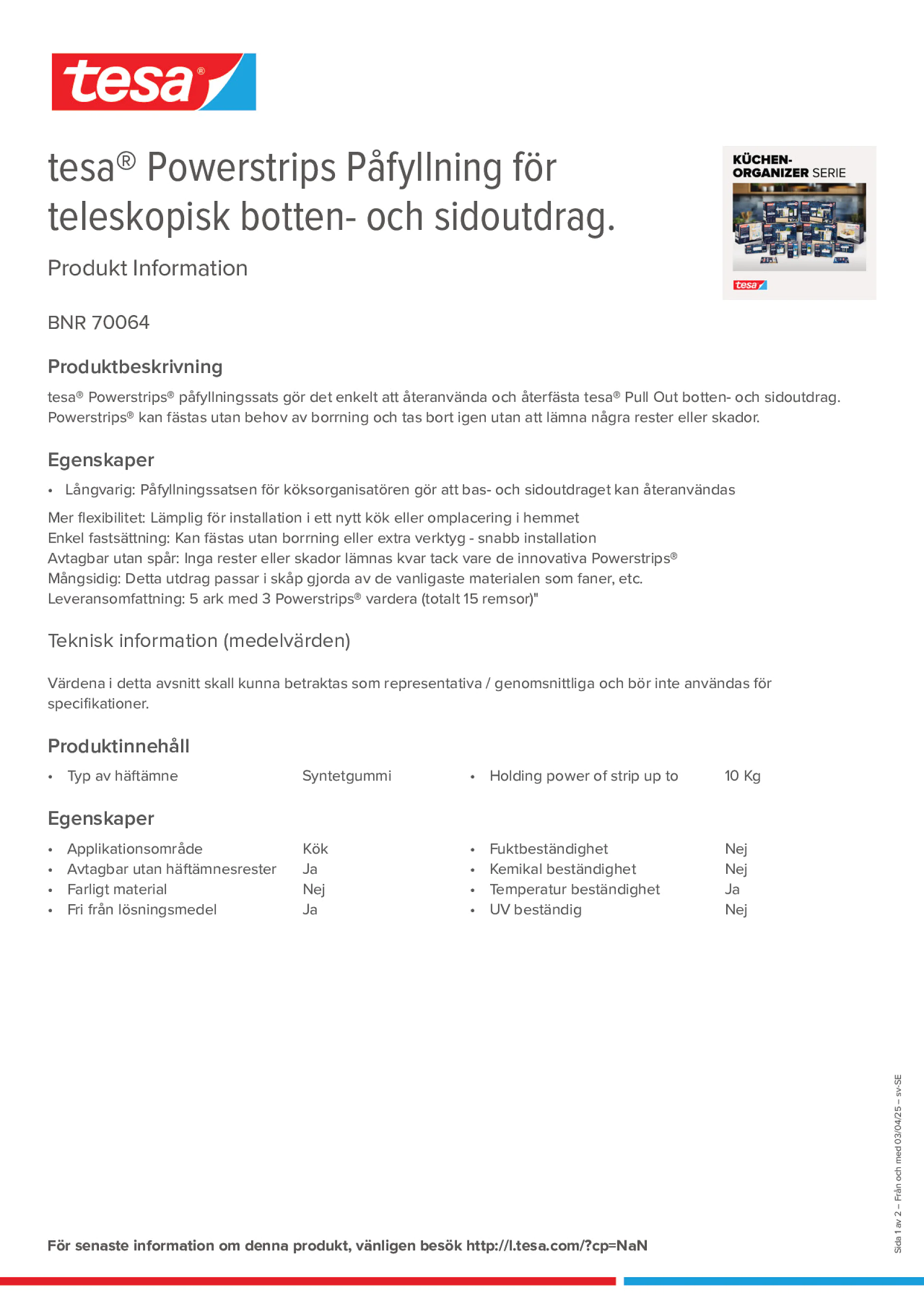 Product information_tesa® Powerstrips 70064_sv-SE