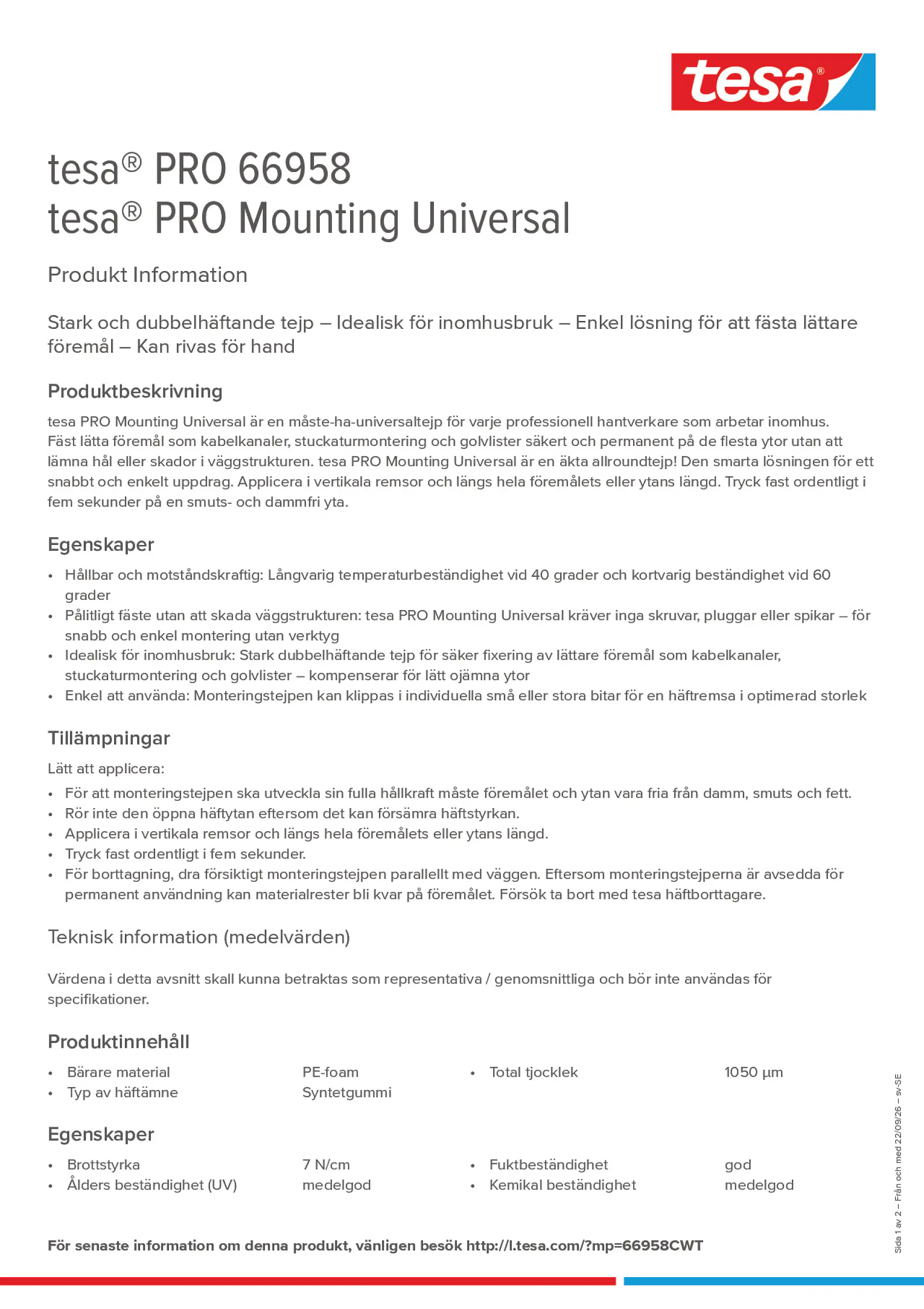 Product information_tesa® PRO 66958_sv-SE