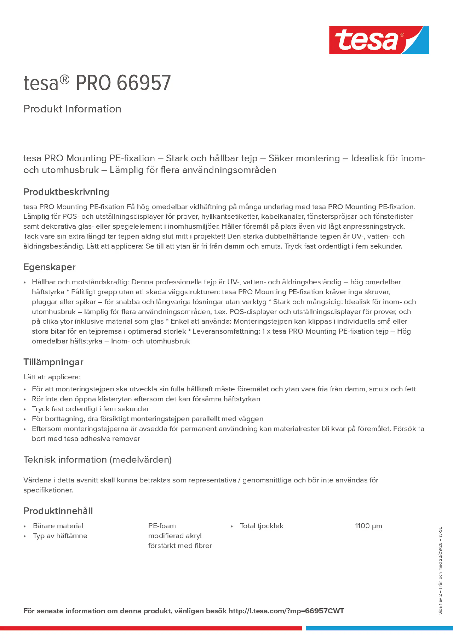 Product information_tesa® PRO 66957_sv-SE