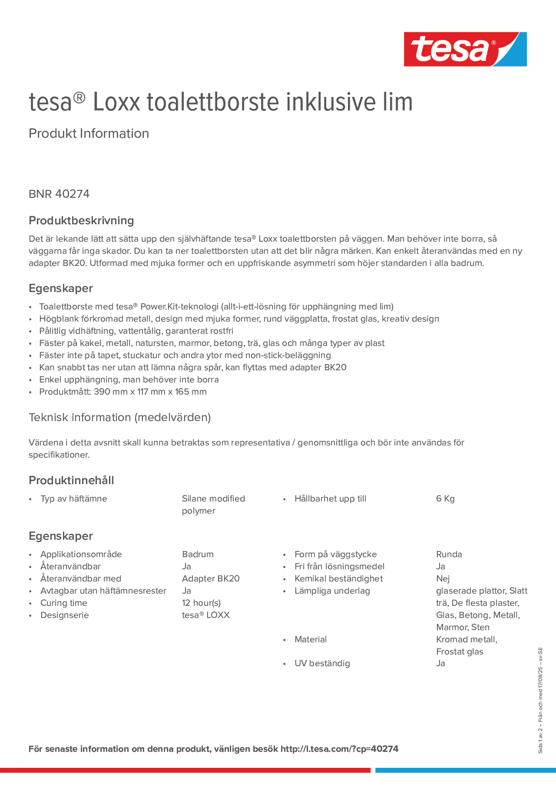 Product information_tesa® 40274_sv-SE