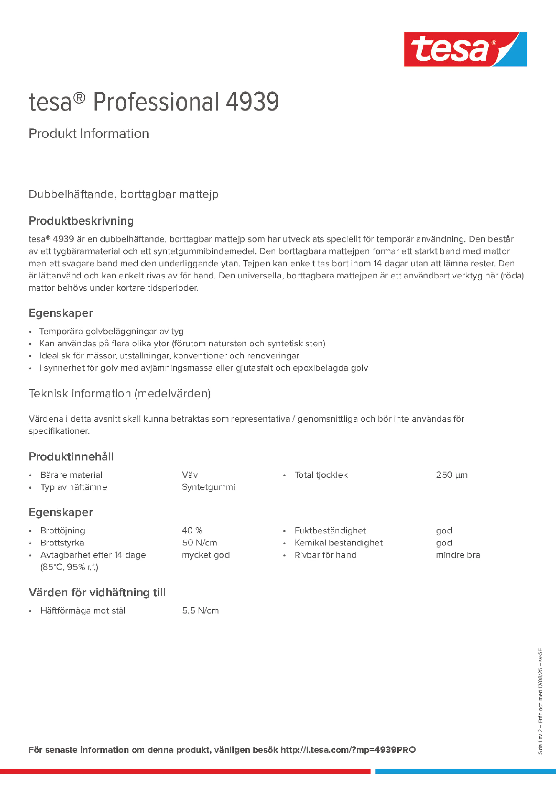 Product information_tesa® Professional 04939_sv-SE