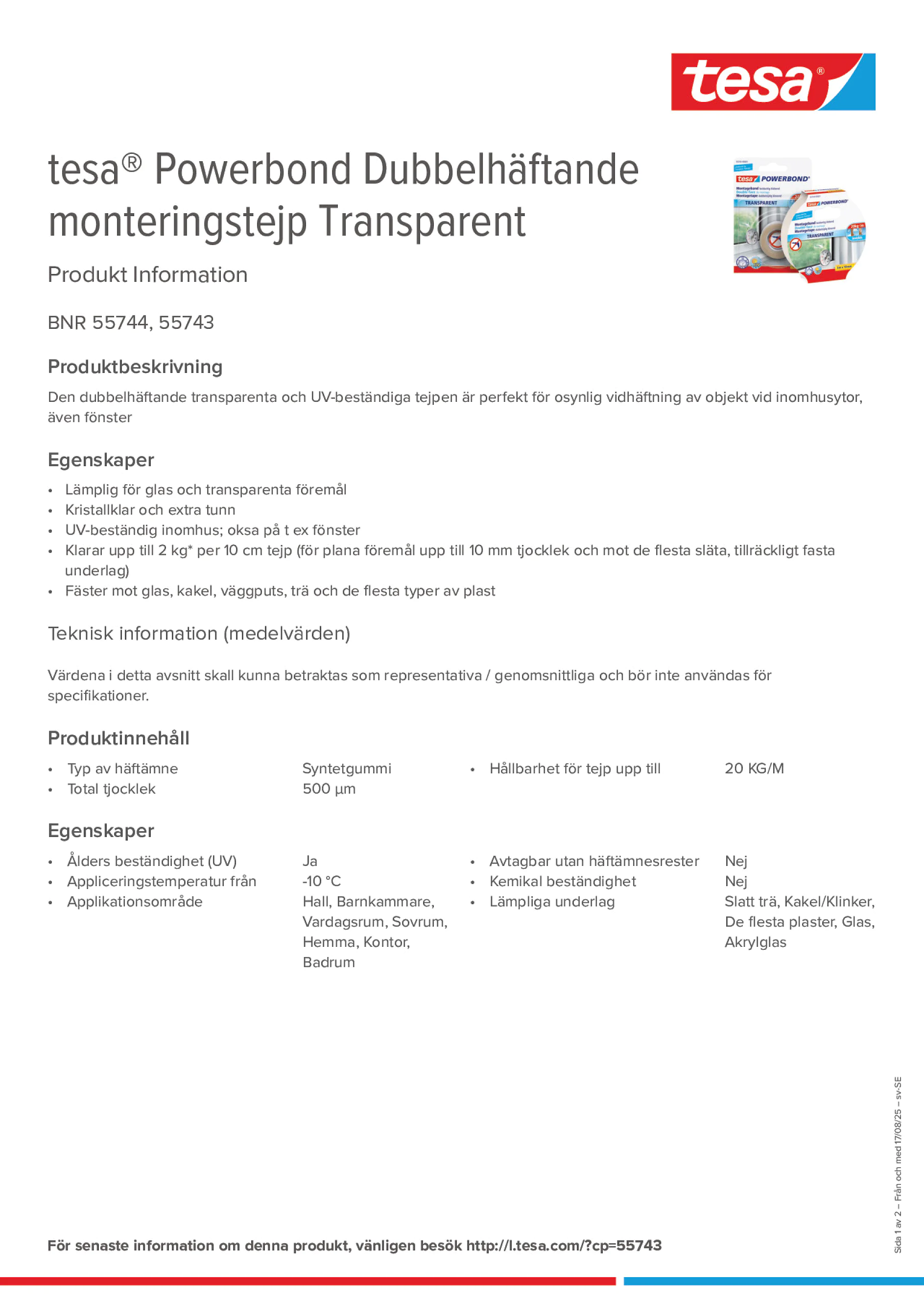 Product information_tesa® Powerbond 55744_sv-SE