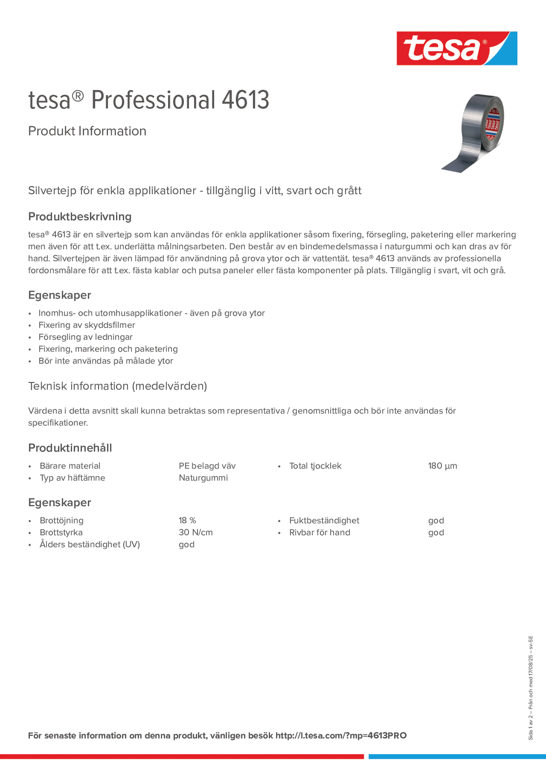Product information_tesa® Professional 04613_sv-SE